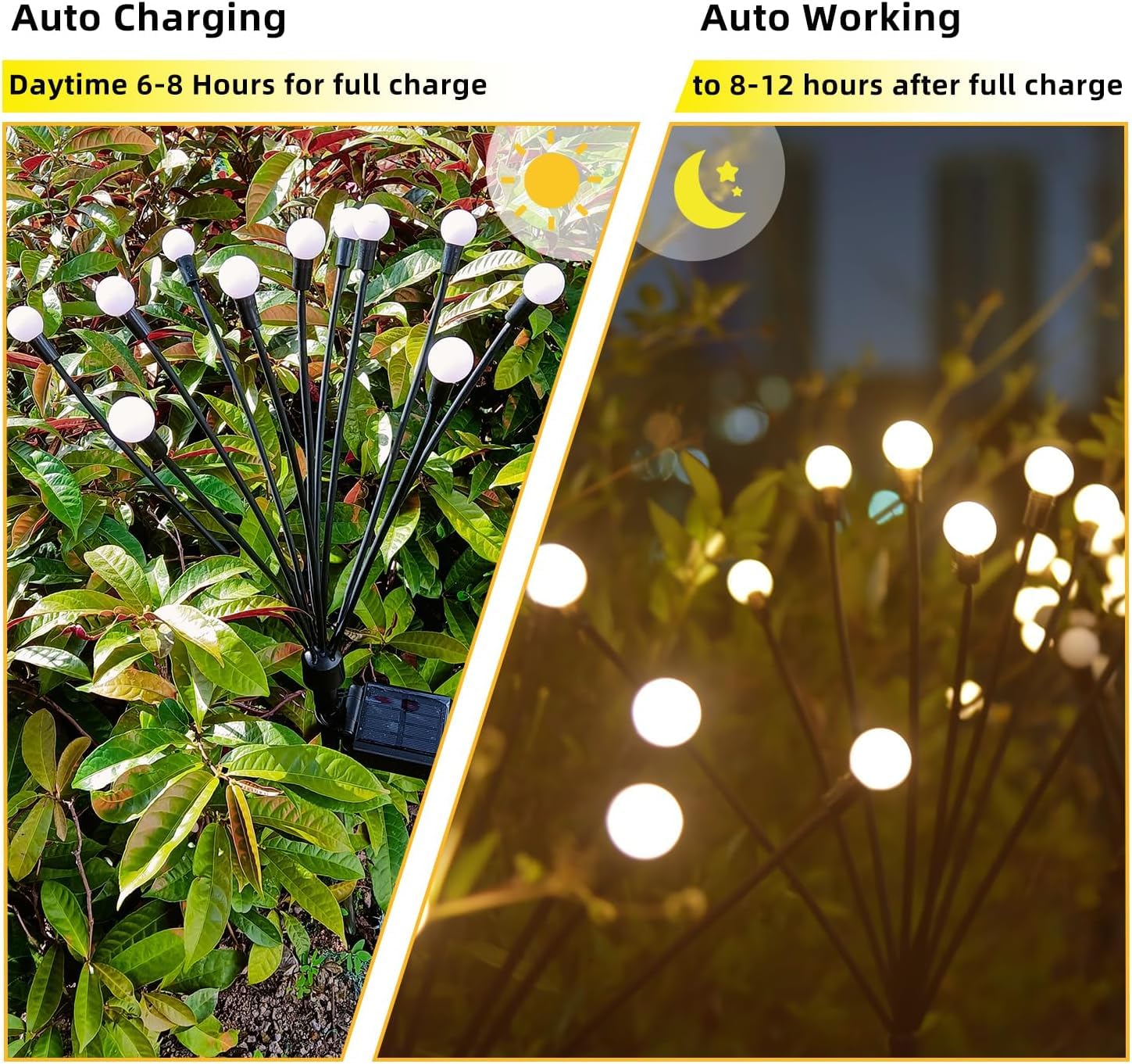 Solarbaby Solar Garden Lights Solar Swaying Light Sway By Wind Solar Firefly Lights Outdoor Waterproof For Landscape Pathway Patio Yard Walkway Decoration Warm White