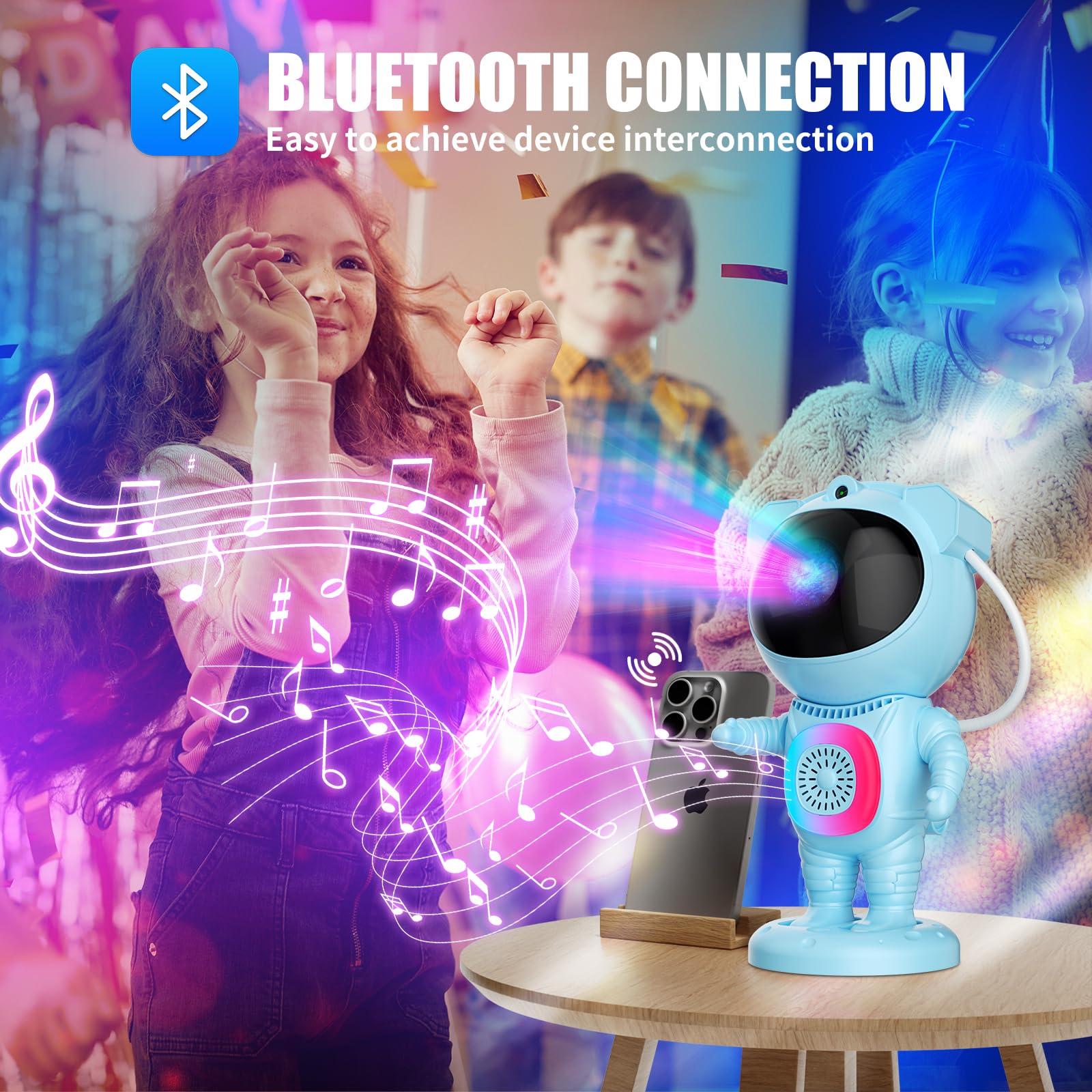 Jioote Astronaut Galaxy Projector,Space Projector,With Bluetooth Speaker And Remote Control,360° Adjustable Angle,Spaceman Star Kids Night Light, For Bedroom Ceiling Adult Birthday(Blue)