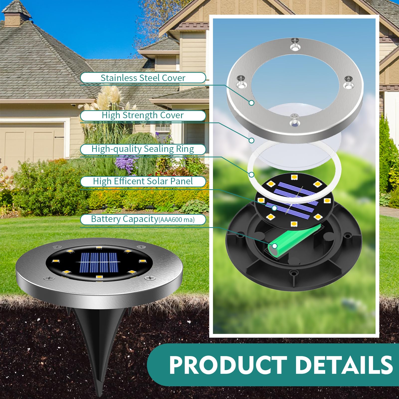 Cvosua Solar Outdoor Lights - 12 Pack, Waterproof Solar Garden Lights For Landscape, Patio, Pathway, Lawn, Yard, Deck, Driveway, Walkway