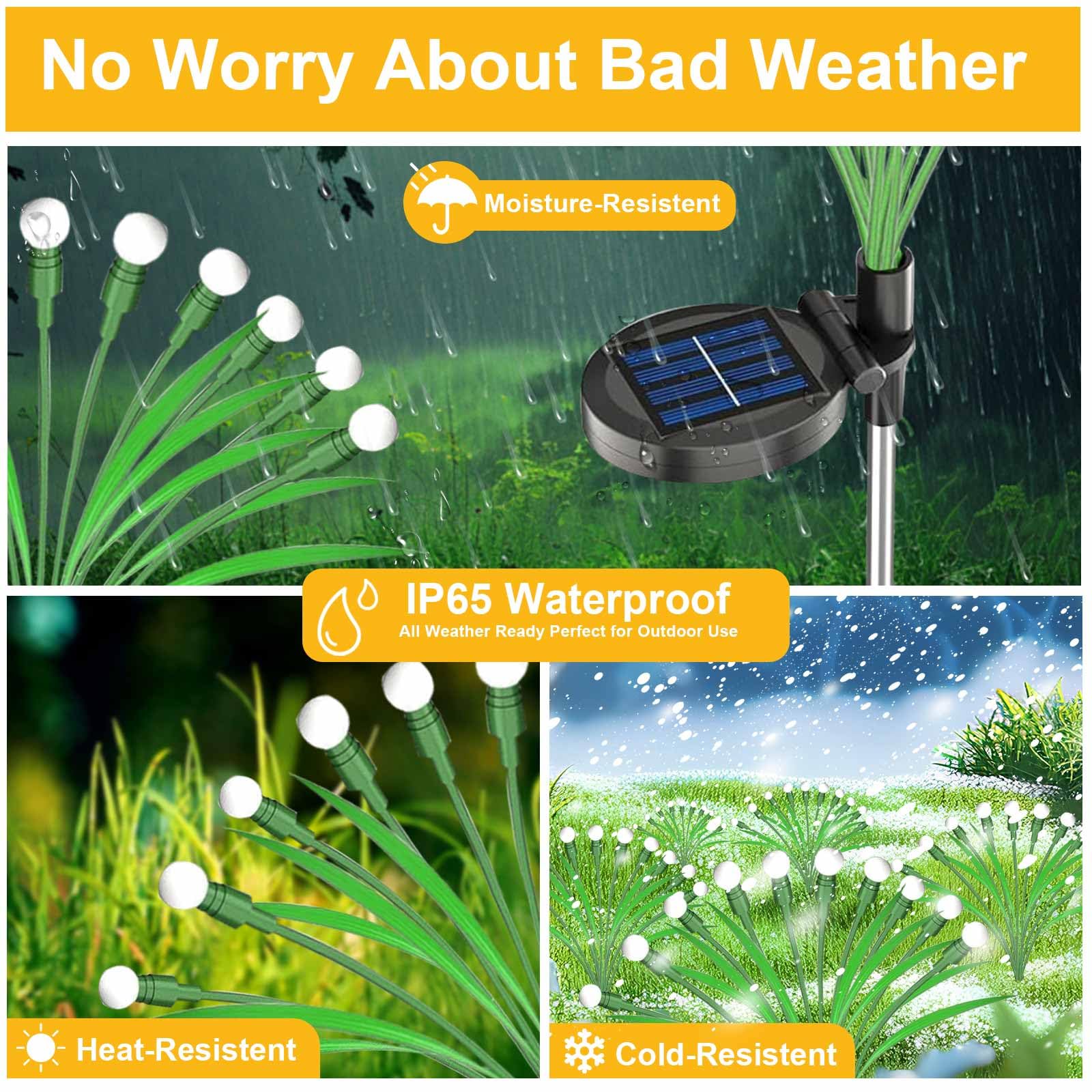 Zgwj Solar Garden Lights, Solar Swaying Light, Solar Outdoor Lights Firefly Lights For Patio Pathway Outdoor Decor (Warm White, 4 Pack), D2-24Ffl