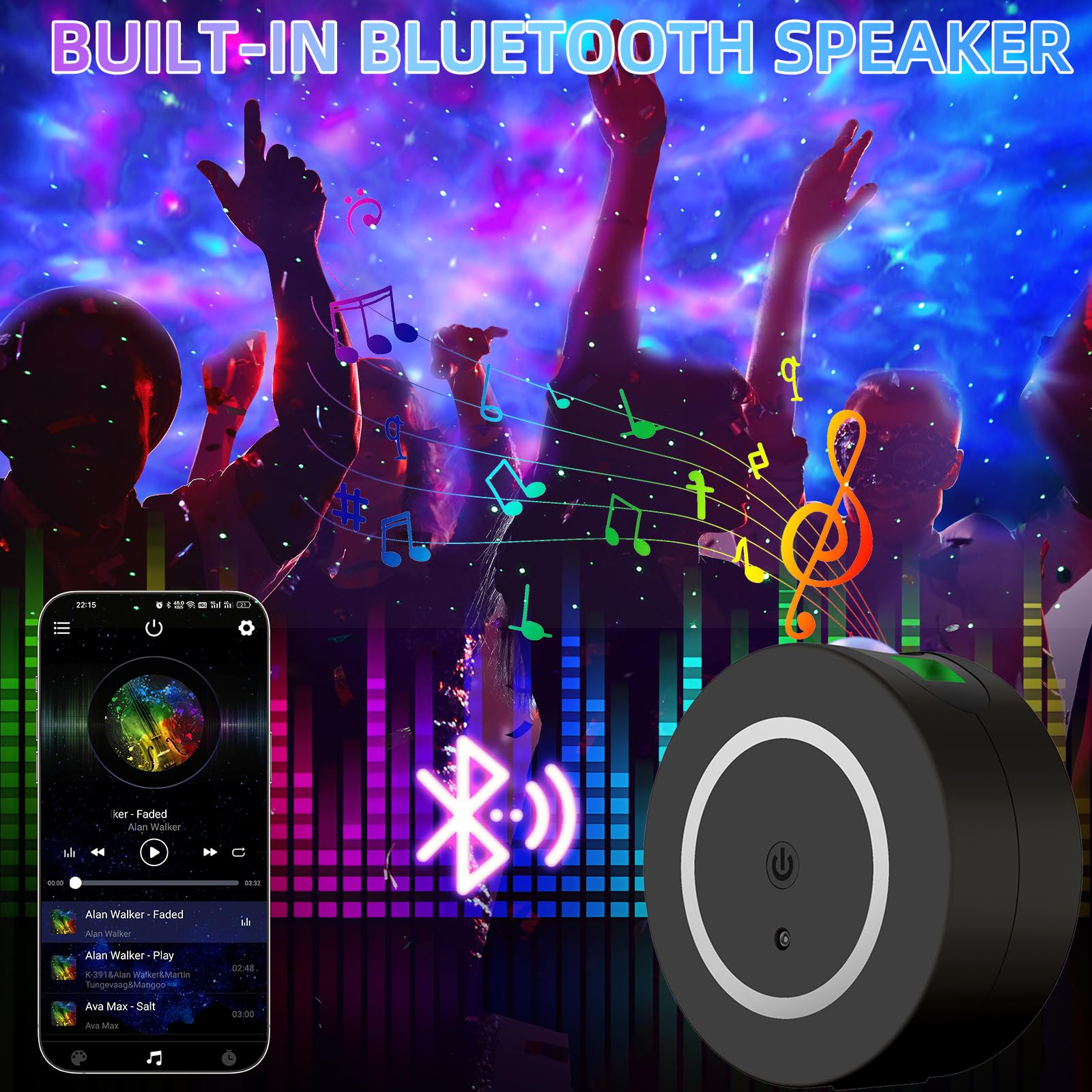 Uwesmart Galaxy Projector, Star Projector With Bluetooth Speaker, Night Light With Timer And Remote, For Bedroom, Home Decor, Christmas, Birthday