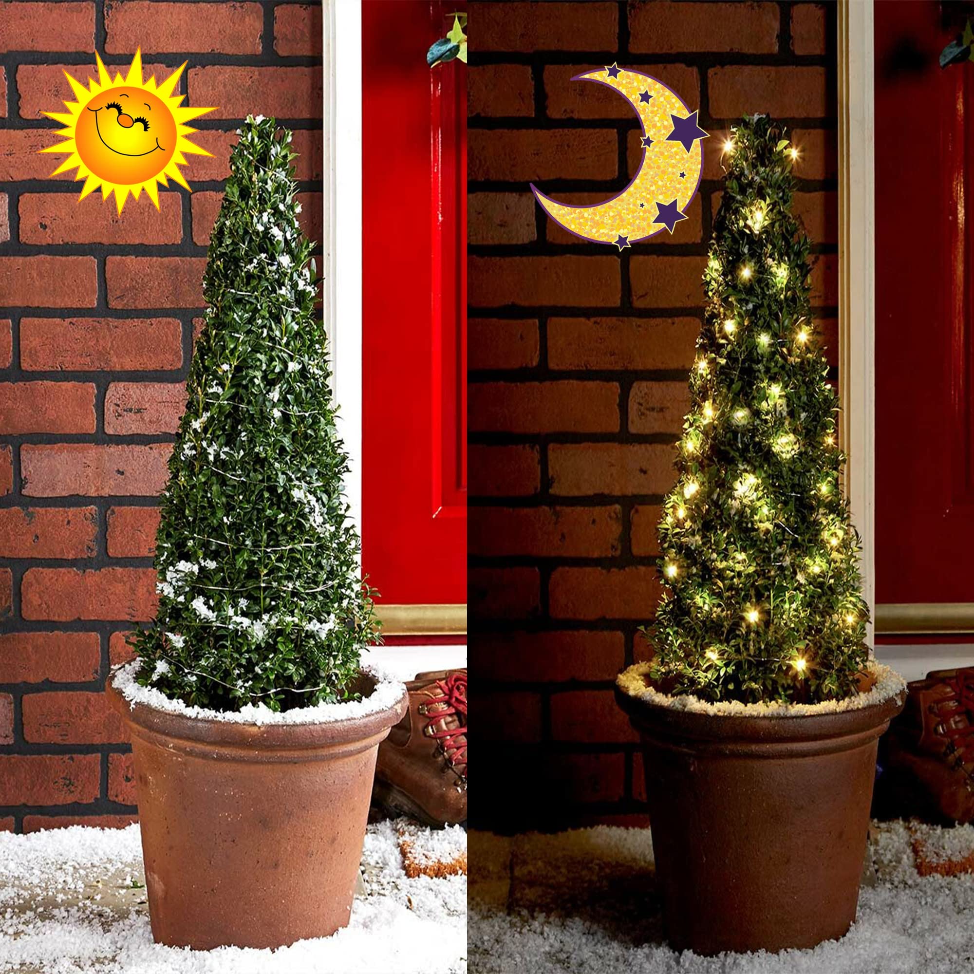 Kemooie 2 Packs Solar String Lights, Total 200 Led 66Ft 8 Twinkle Modes Warm White Solar Powered Fairy Lights, Waterproof For Outdoor, Tree, Garden, Christmas Decorations (Warm White)