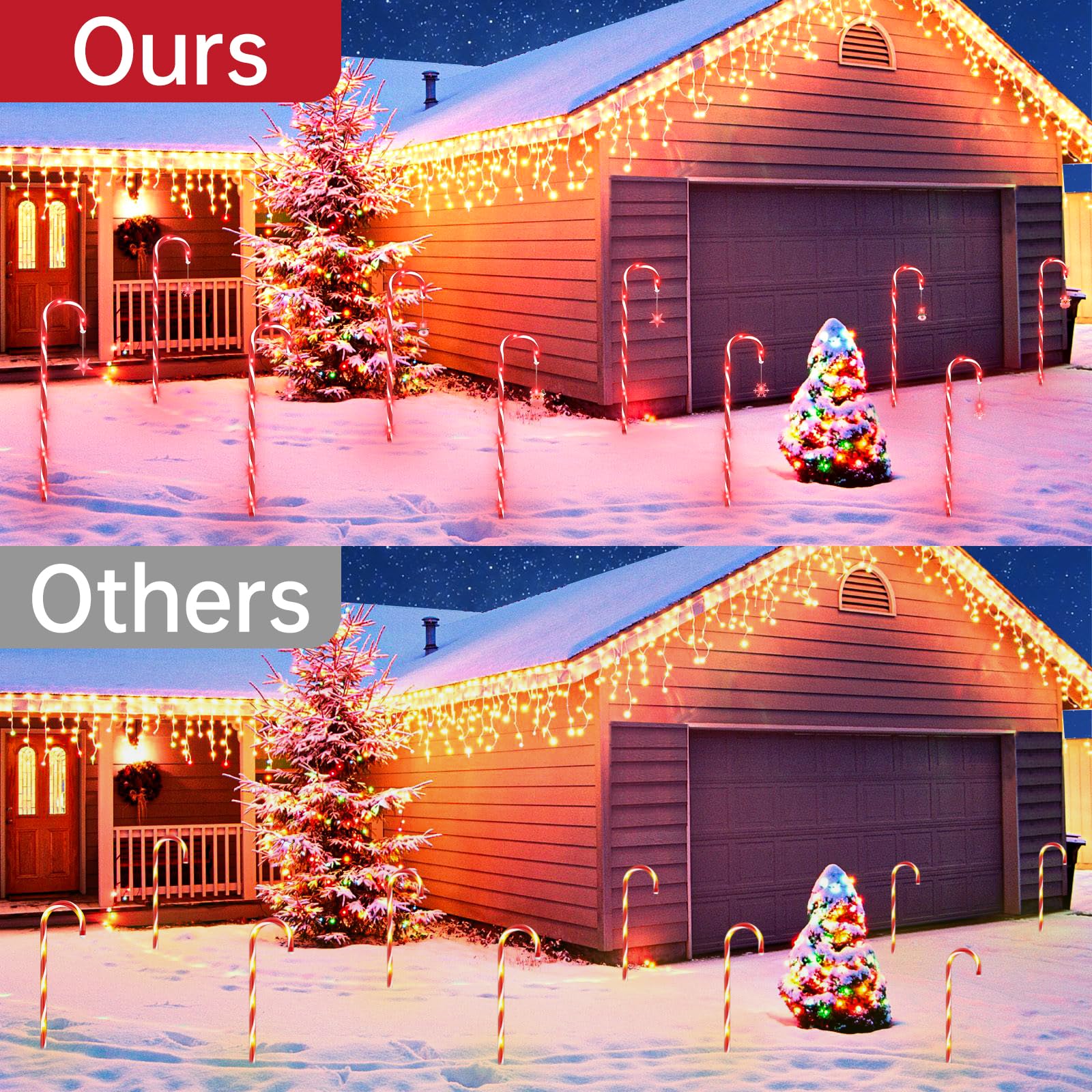 Alfiot Solar Christmas Candy Cane Lights, Red 12 Pack Pathway Stake Lights Outdoor, 8 Modes 2000Mah Walkway Markers With Stakes For Garden Patio Xmas Decorations (22'')