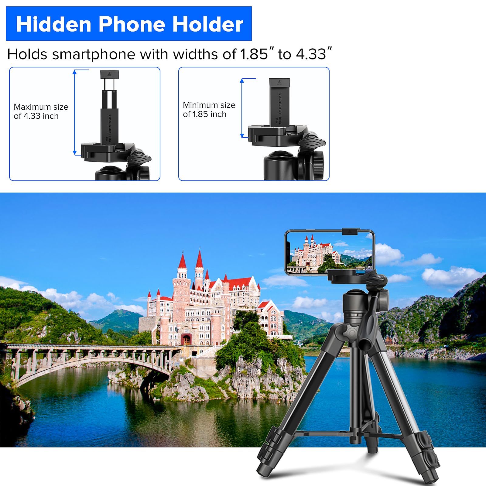 Nianyiso Camera Tripod For Camera, 66.7 Inch Patented 3-Way Rotating Portable Cameras Stand Professional Travel Phone Camera Mount Monopod For Cameras, Smartphones, Suitable For Various Live Vlogging