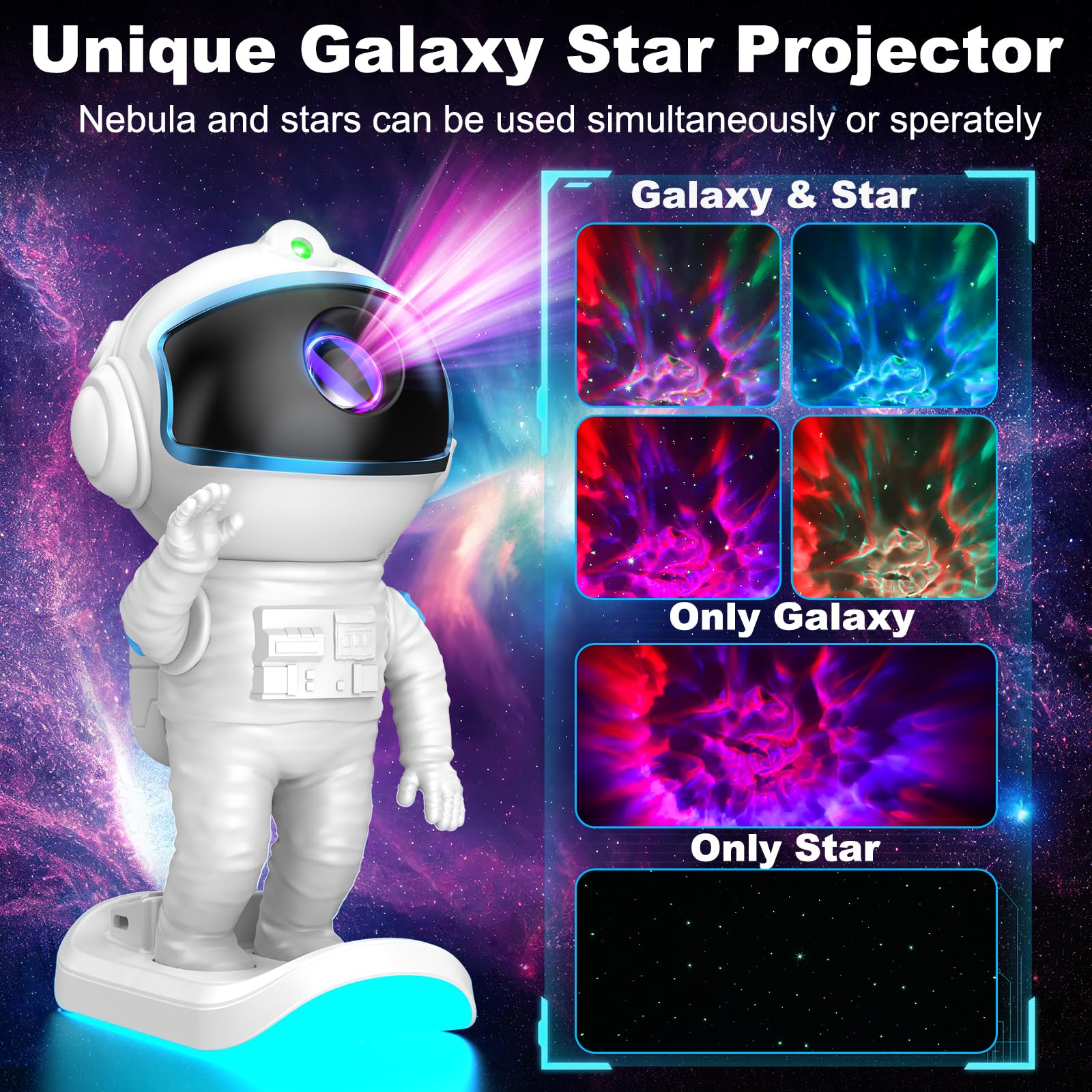 Stbands Galaxy Projector, Star Projector Night Light With Timer And Remote For Bedroom, Kids Room Decor, Adjustable Head Angle Nebula Ceiling Lamp,  For Adults, Teens, Christmas, Birthday