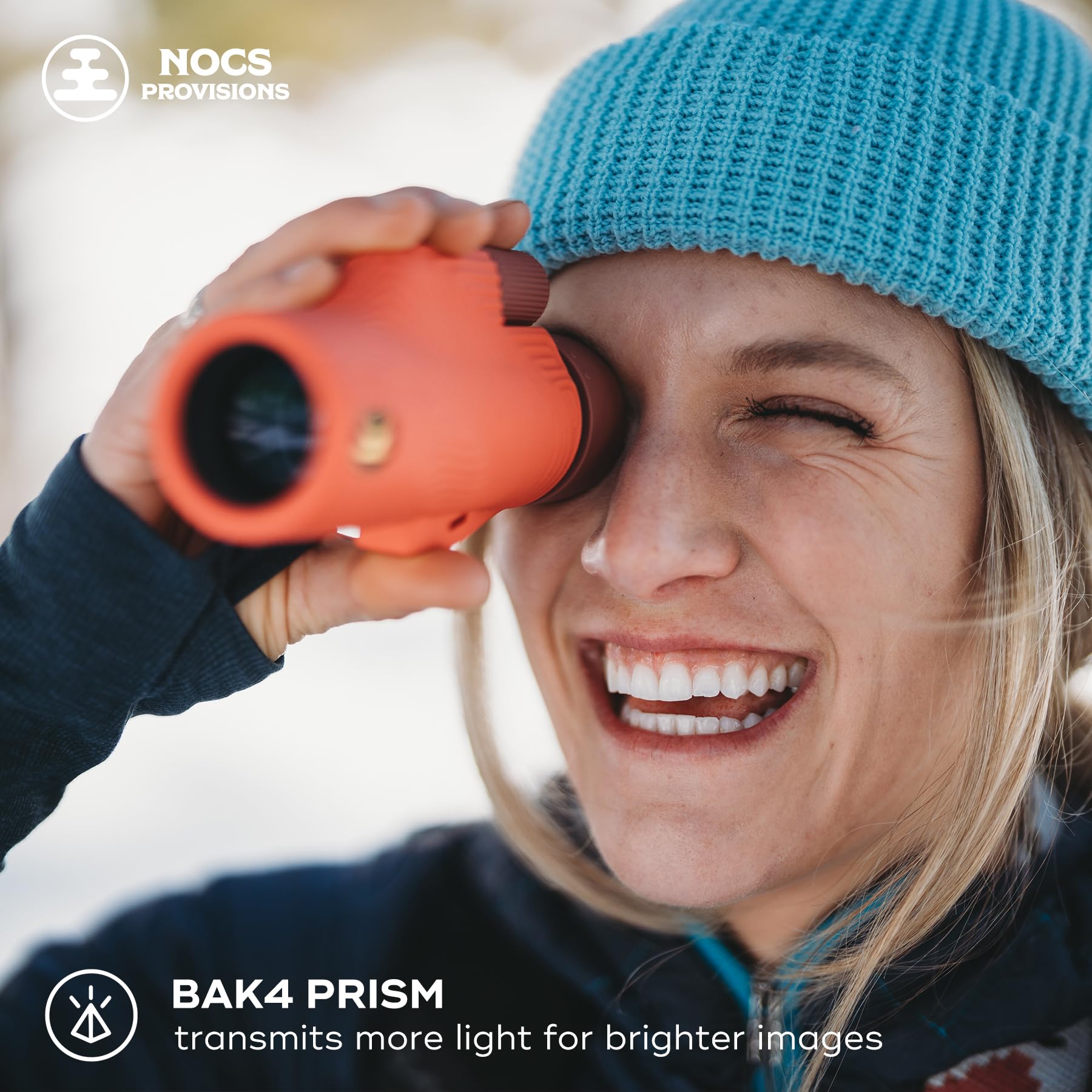 Nocs Provisions Field Tube 8X32 Waterproof Monocular, 8X Magnification Telescope, Bak4 Prism, Wide Field Of View For Bird Watching, Backpacking & Wildlife Viewing - Coral Red