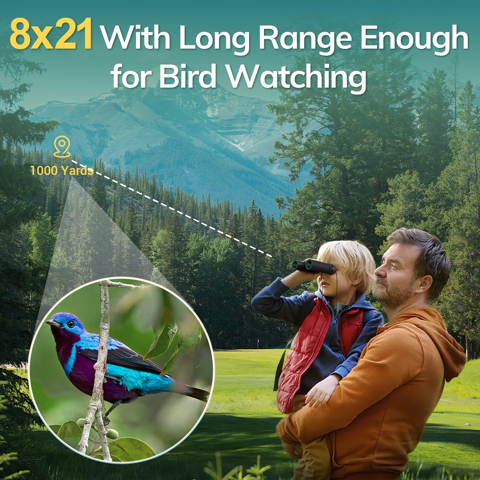 Occer 15X25 Compact Binoculars For Adults Kids - High Powered Binoculars With Clear Vision - Small Binocular For Bird Watching Cruise Travel Nature Walk Concert Stargazing Outdoor Events Hunting