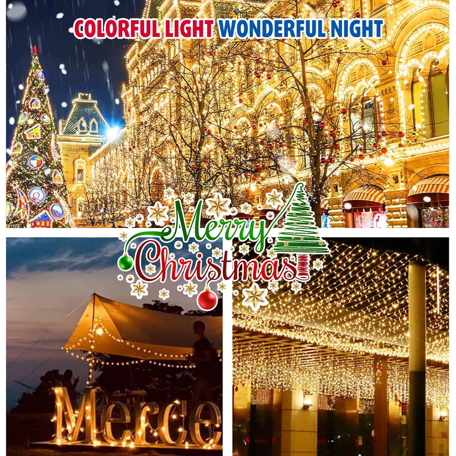 G.Catacc 6-Pack Outdoor String Lights Solar Powered, Total 240Ft 600 Led 8 Modes Waterproof Solar Fairy Lights For Outside Tree Patio Yard Holiday Decor (Warm White)