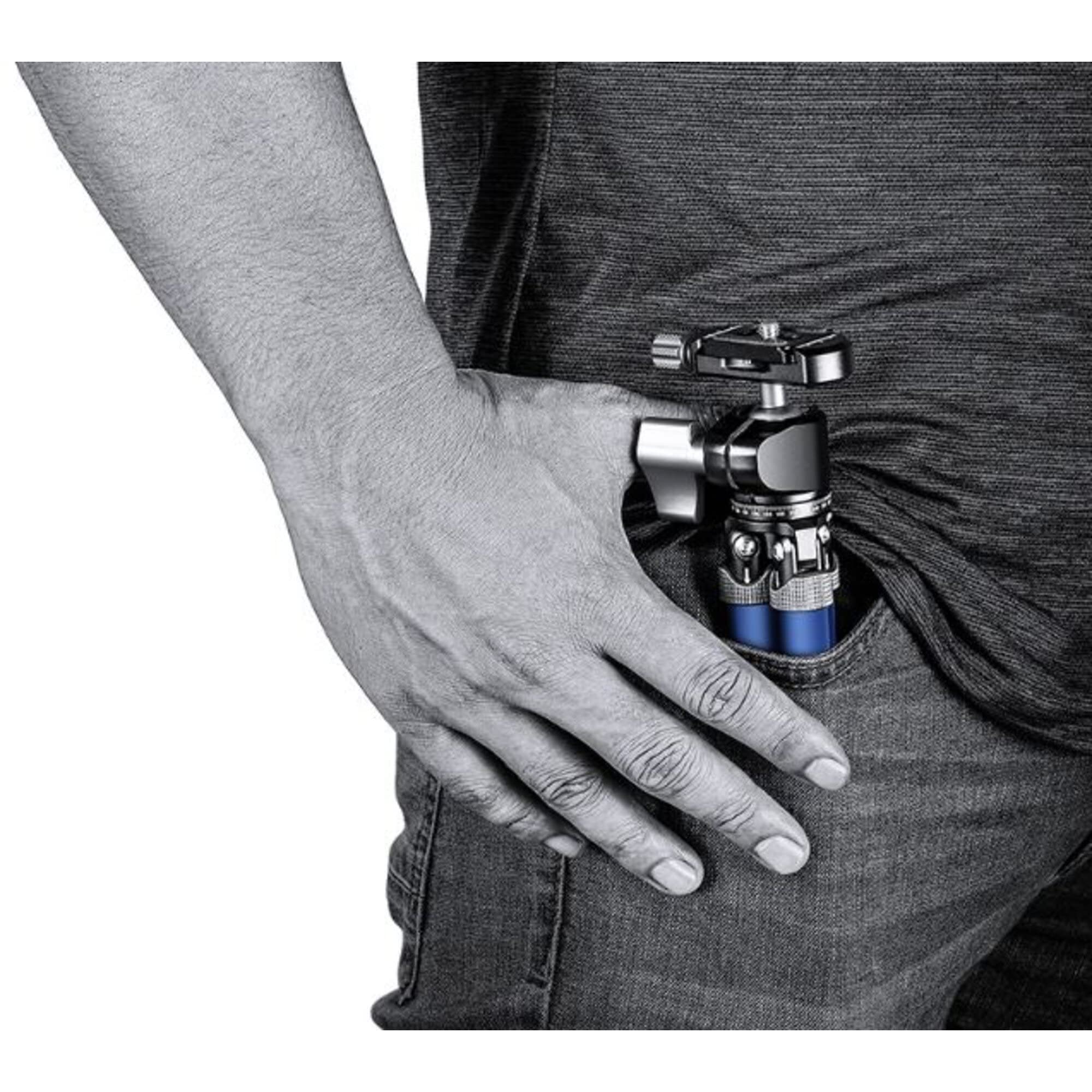 Leofoto Mt-02C+Lh-22 Carbon Fiber Mini Travel Tabletop Tripod With Ball Head Kit (Blue)