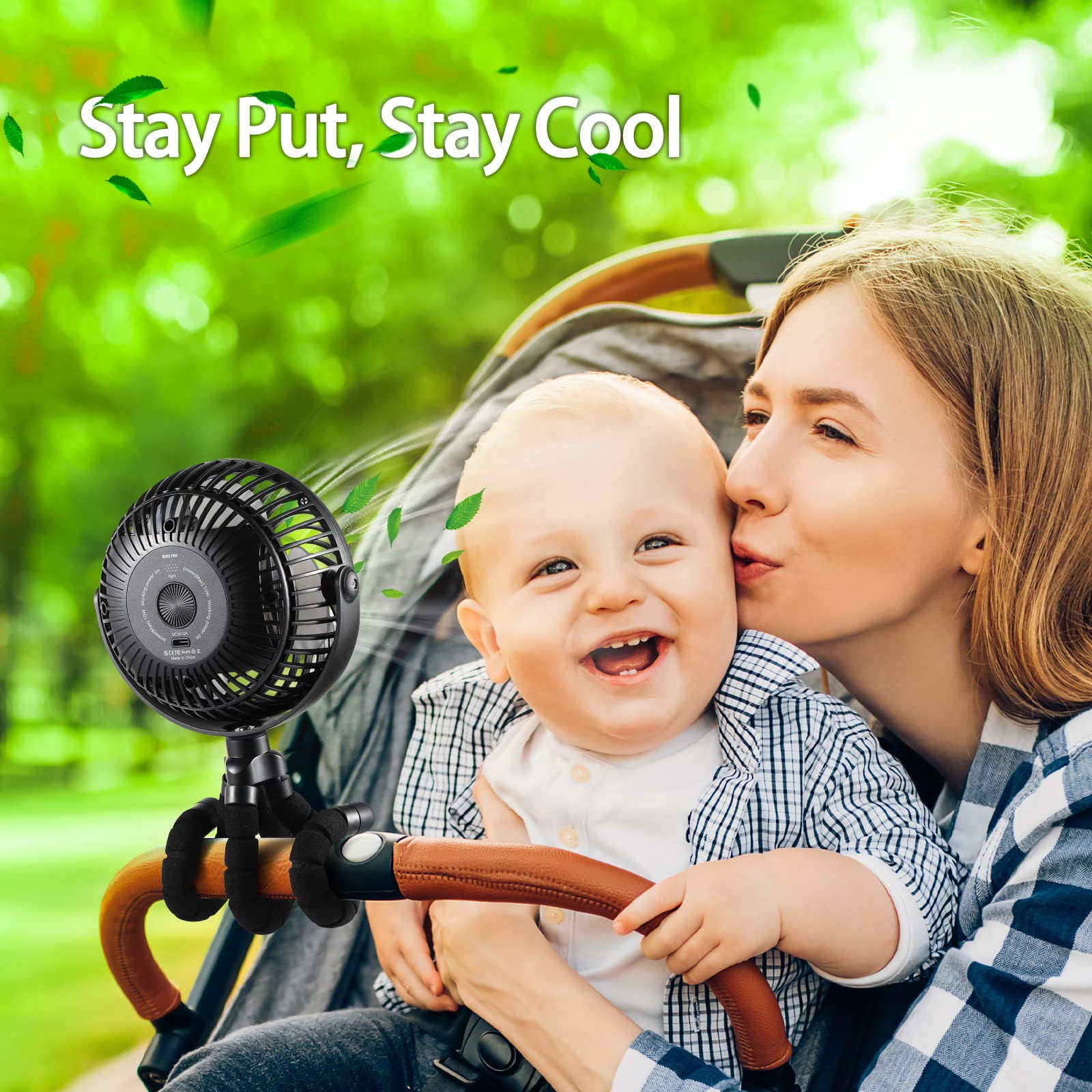 Car Seat Fan - 5000Mah Battery Operated Portable Clip-On Fan With Flexible Tripod - 360-Degree