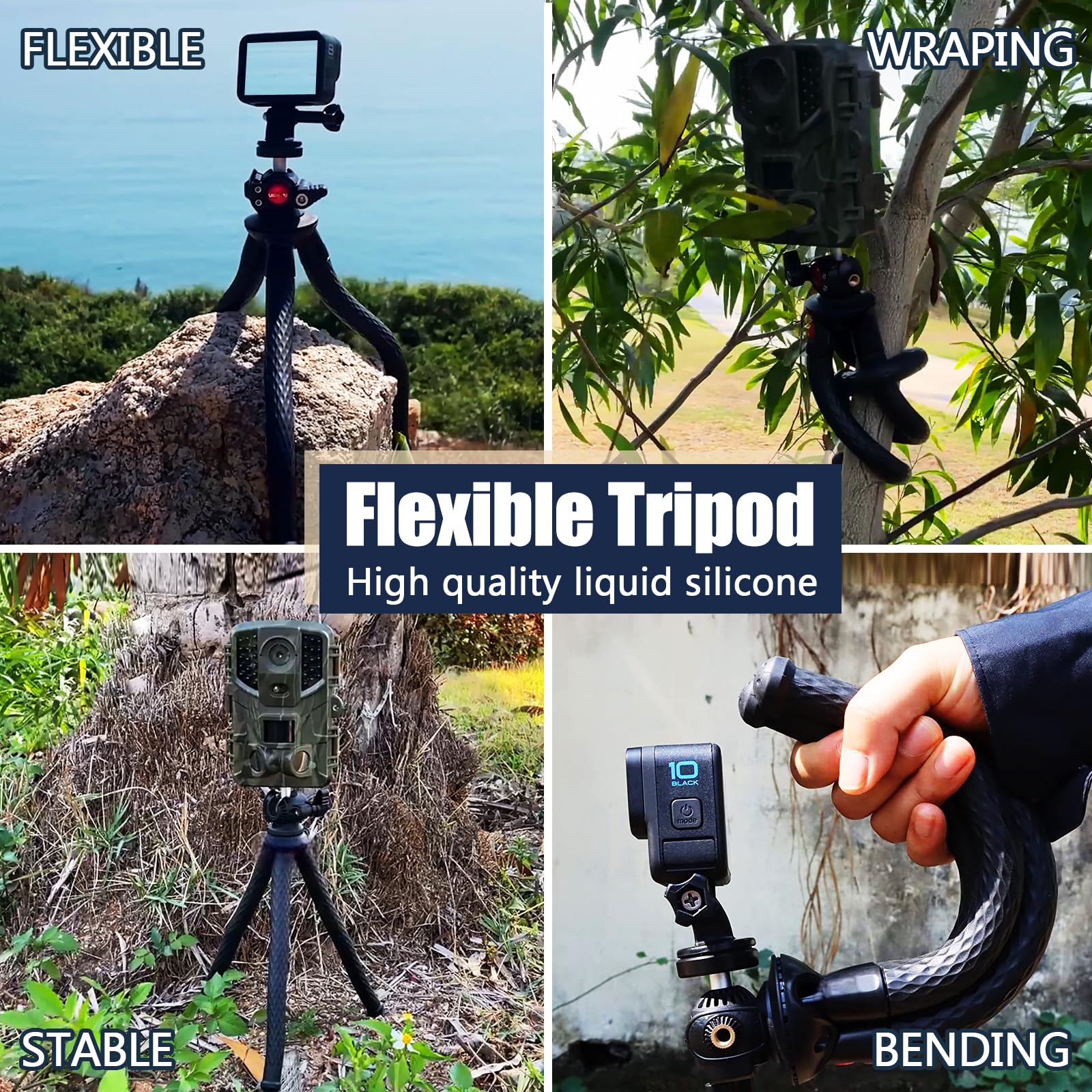 Lammcou Phone Flexible Tripod Actioncam Lightweight Vlogging Bendable Travel Octopus Gorilla Portable Mini Tripods Dslr Hero 12 11 10 Trípode For Vlogging Video Recording