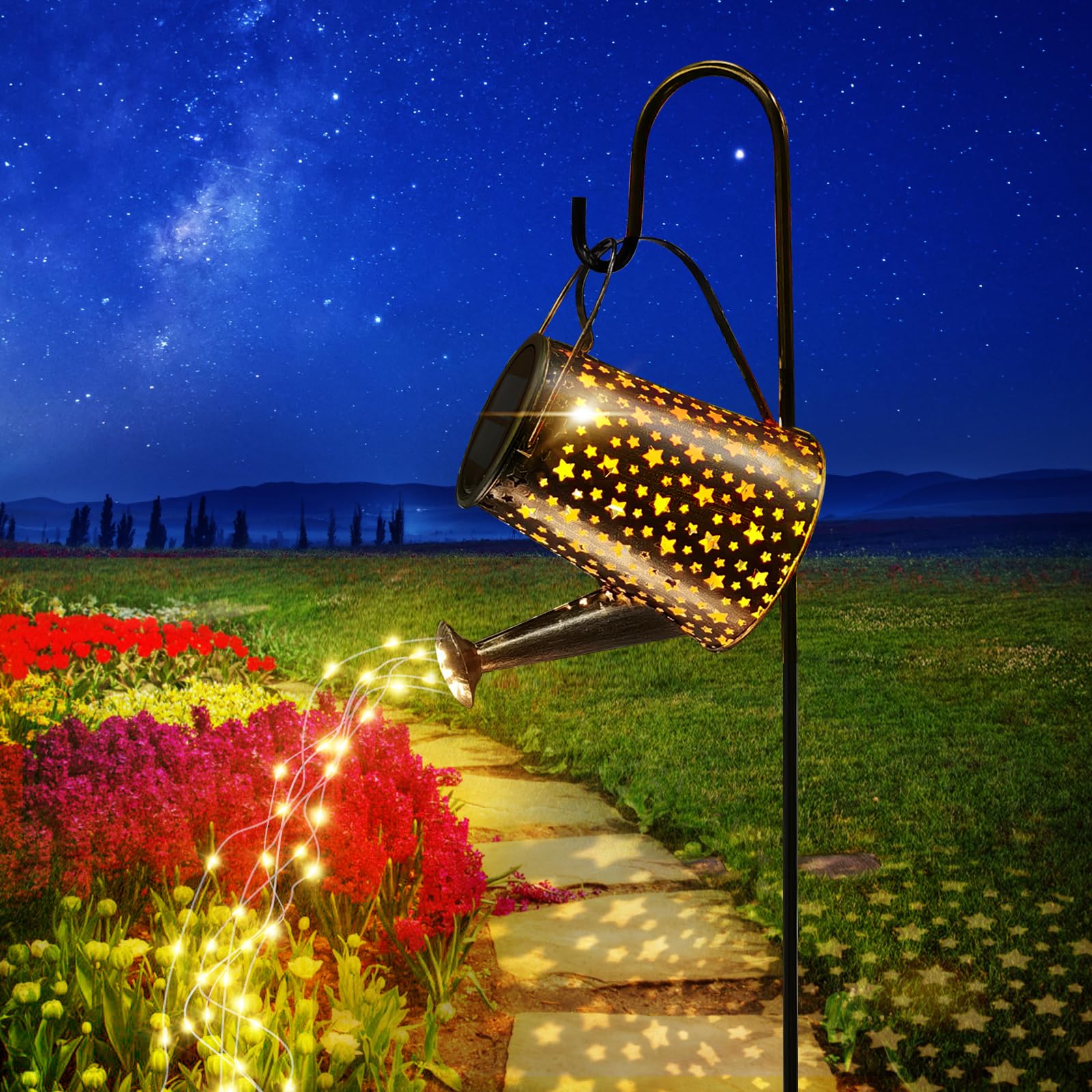 Lureshine Solar Watering Can With Lights Outdoor Garden Decor Waterproof Star Solar Garden Lights For Table Deck Yard Lawn Patio Pathway Walkway Courtyard Party Decorations Gardening 