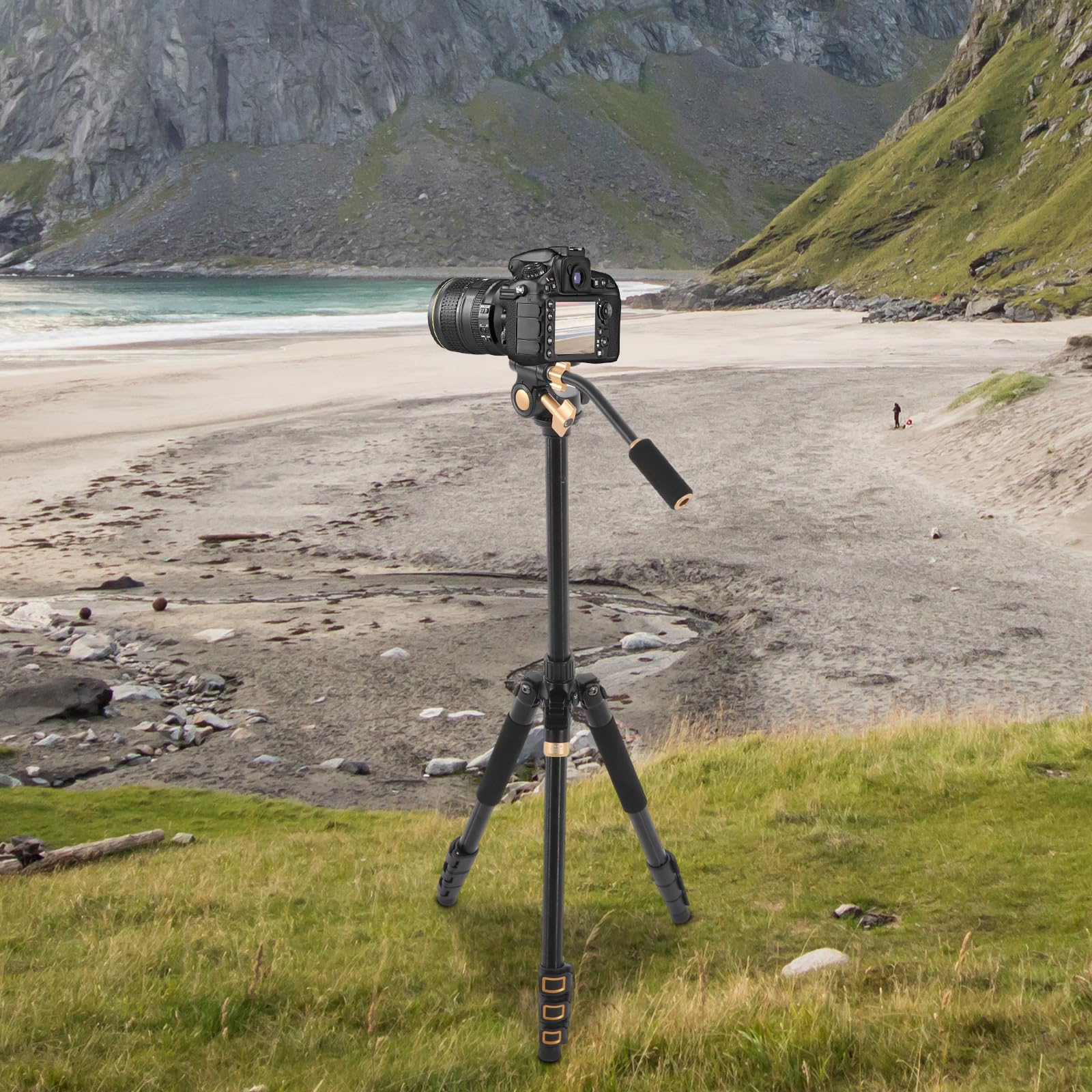 Wupyi Camera Tripod 62",Video Tripod With 360°Fluid Head,Professional Camera Tripods & Monopods,Tripod Stand For Video Camera, Dslr, Camcorder,With Carry Bag