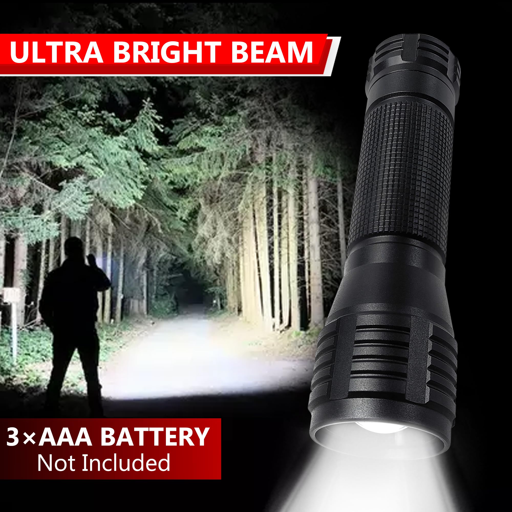 Fadomall Military Grade Led Flashlight High Lumens, Super Bright Flashlights With 3 Modes, Zoomable Flash Light For Power Outages, Camping And Home Use, 2 Pack