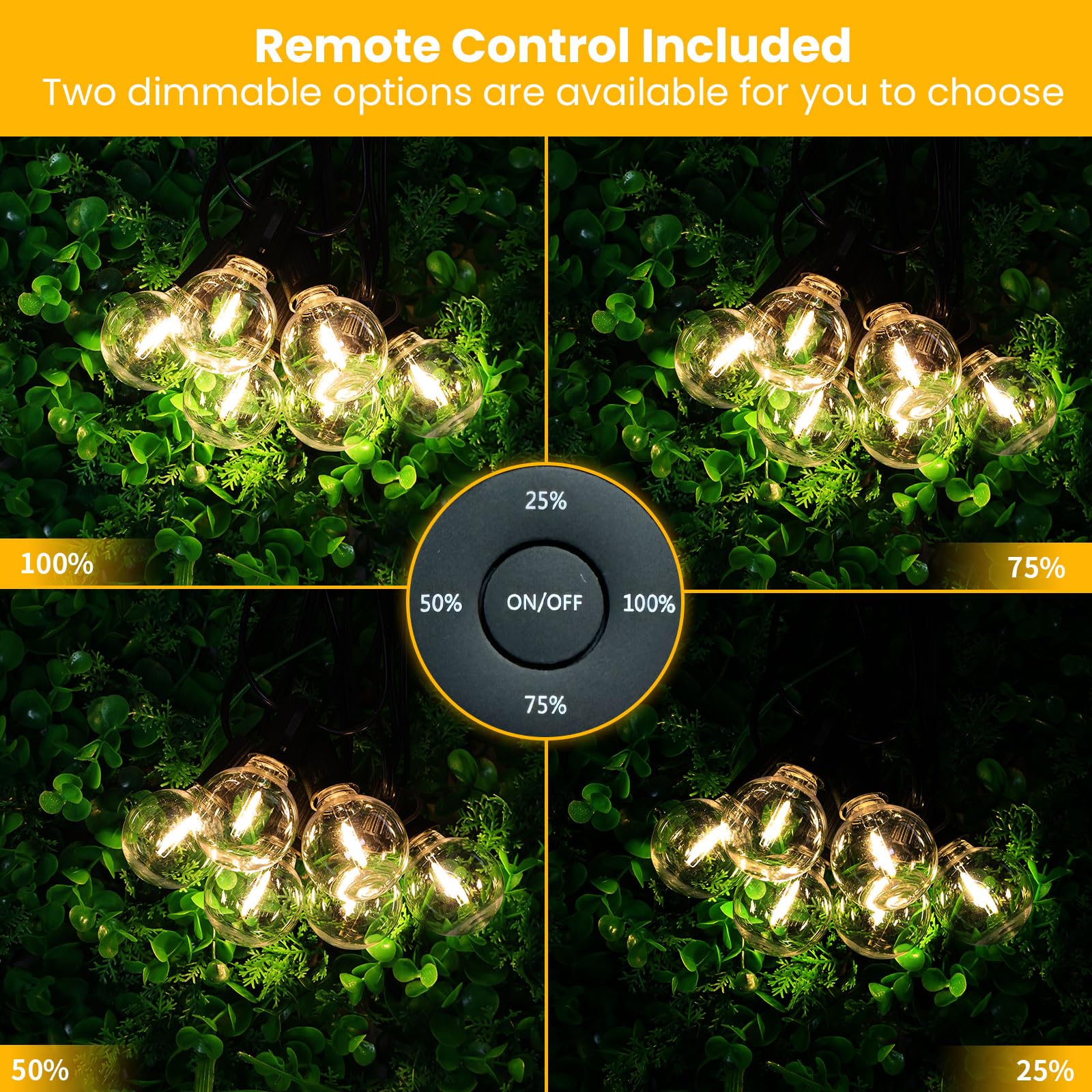 Yuusei Outdoor String Lights With Remote, 150Ft Patio Lights Outdoor Waterproof, String Lights For Outside With 75 Shatterproof Led Bulbs, Dimmable Market Lights For Porch Balcony Bistro Cafe