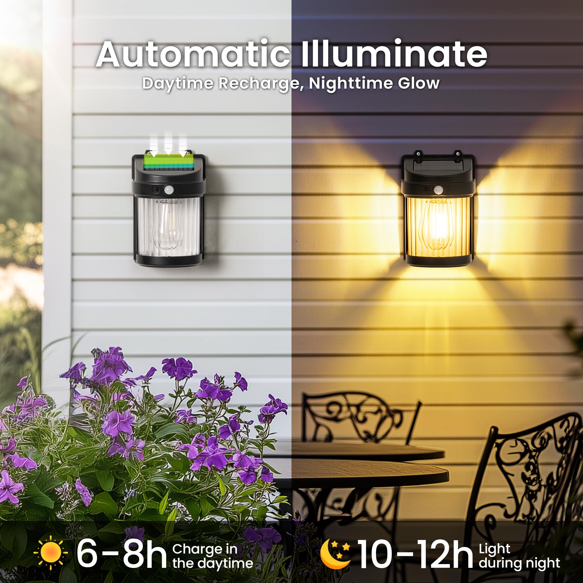Pevoros Porch Lights, 2 Pack Wall Solar Lights Outdoor, Solar Motion With 3 Modes For Shed Patio Front Door Garage Fence (6X3.6X2.2 Inch)