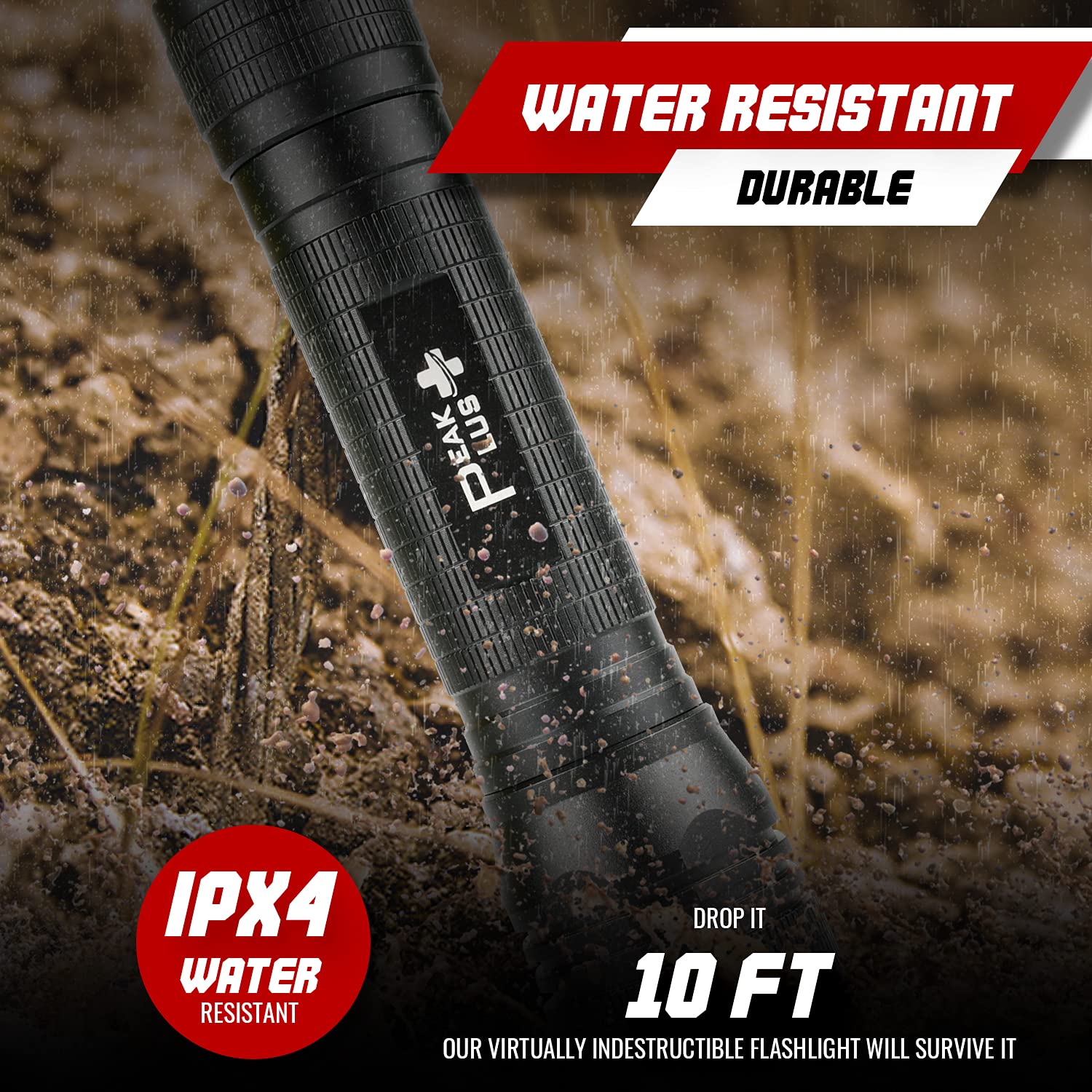 Peakplus High Powered Led Flashlight Lfx2000, Brightest High Lumen Light With 5 Modes, Zoomable And Water Resistant, Best Flashlights For Camping, Dog Walking And Emergency