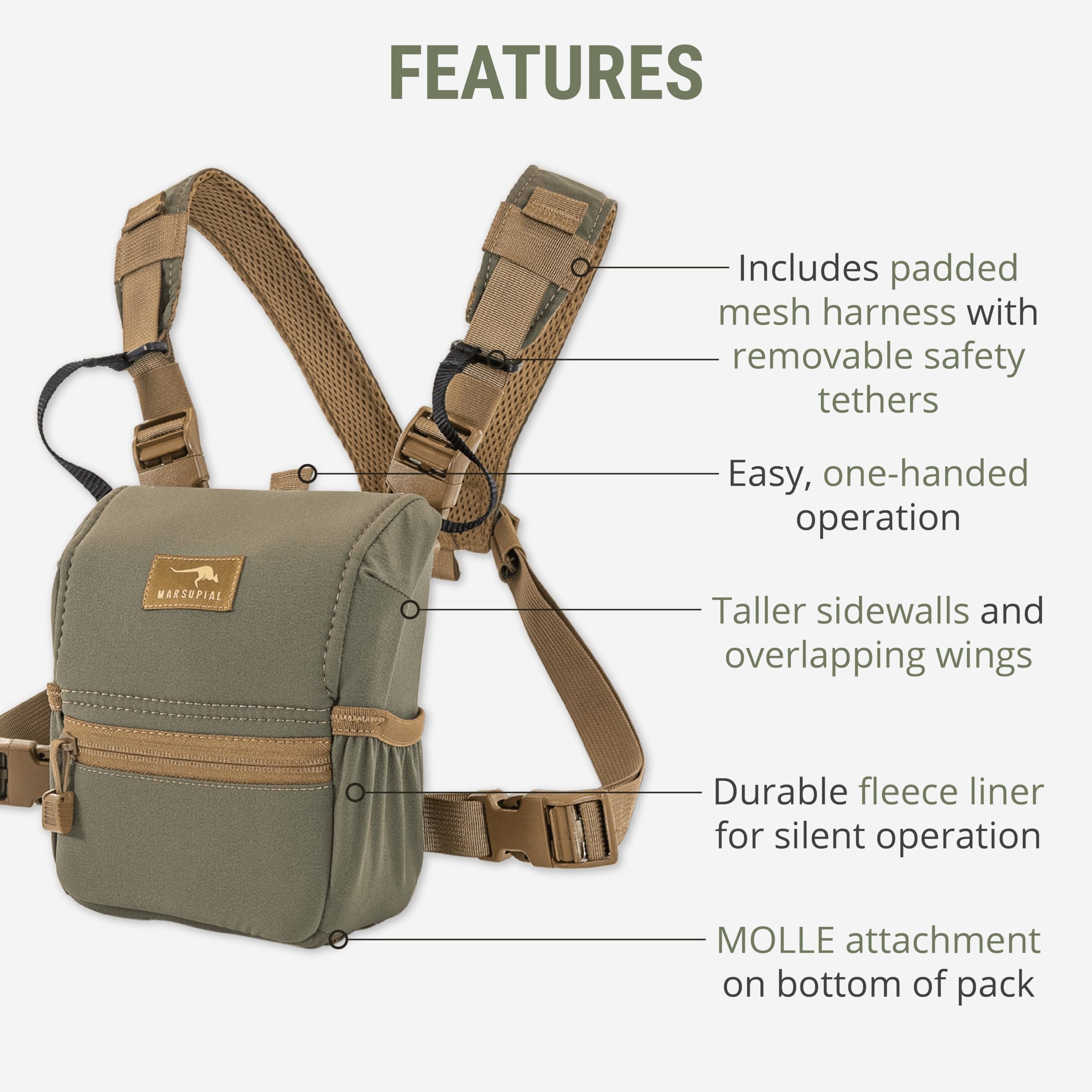 Marsupial Gear Enclosed Binocular Pack, Blaze, Small