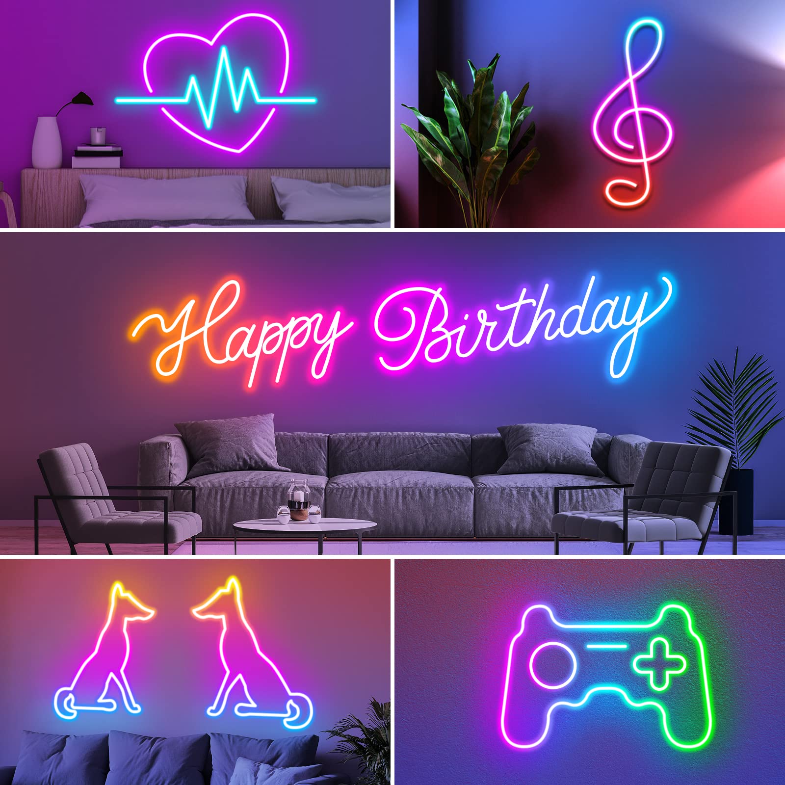 Ailbton 20Ft Neon Rope Lights,Flexible Led Rope Lights Control With App/Remote,Multiple Modes Rope Lights,Ip65 Outdoor Rgb Led Neon Lights Waterproof,Music Sync Gaming Led Neons Light Strip For Bedroom Decor