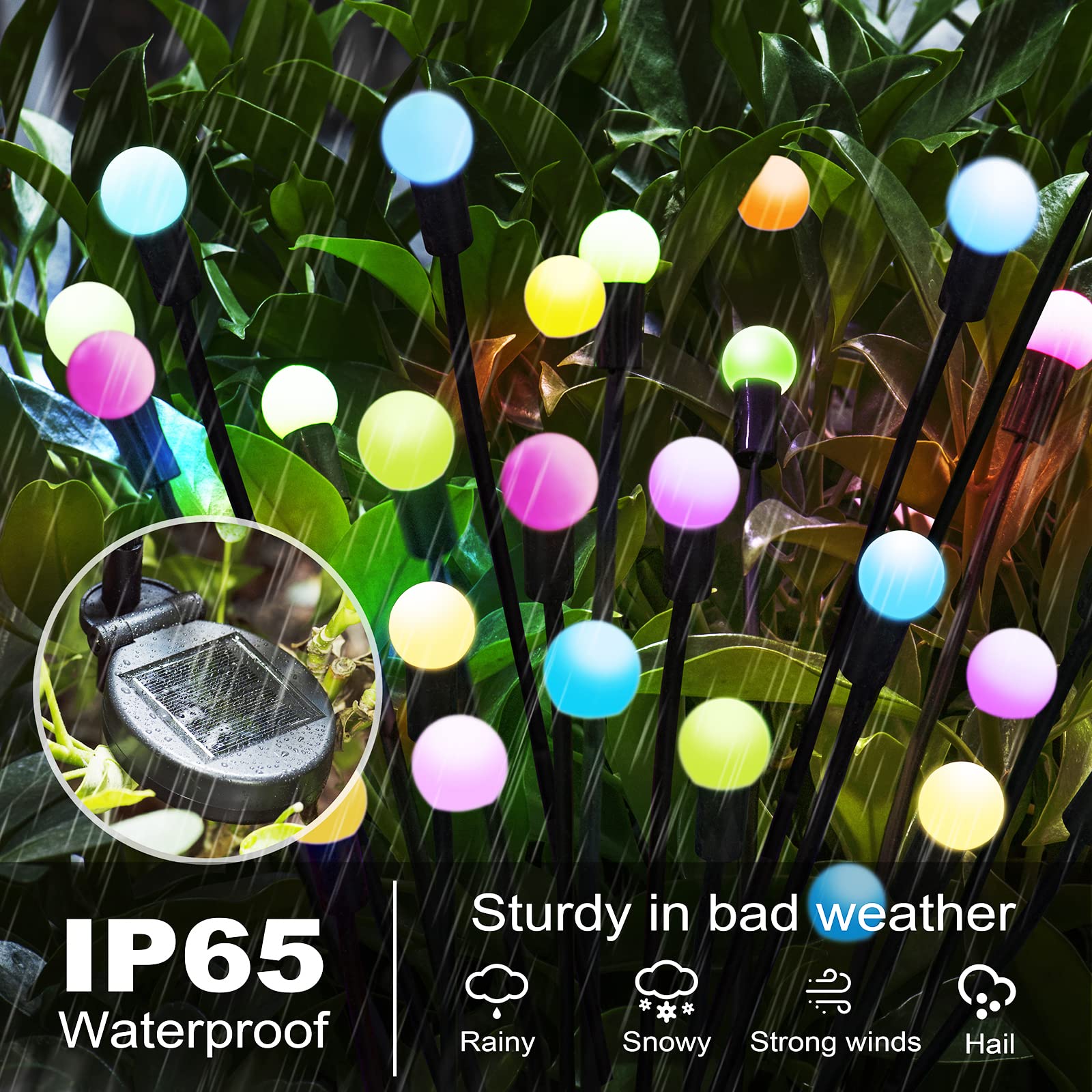 Flumy Solar Garden Lights, Solar Outdoor Lights Waterproof (Colorful, 2 Pack)