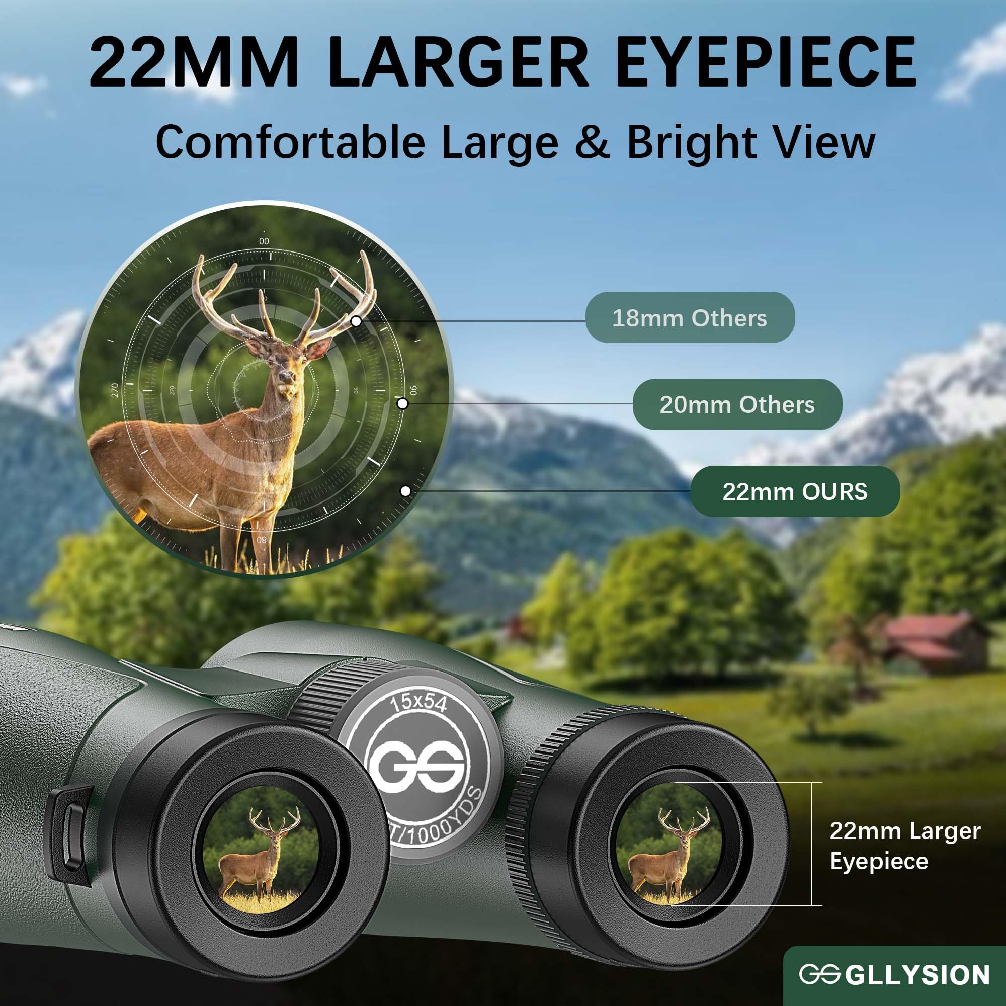 Gllysion 15X54 Binoculars For Adults High Powered With Harness, Phone Adapter And Bluetooth Camera Remote - Super Bright Waterproof Binoculars For Bird Watching Hiking Cruise Travel Stargazing