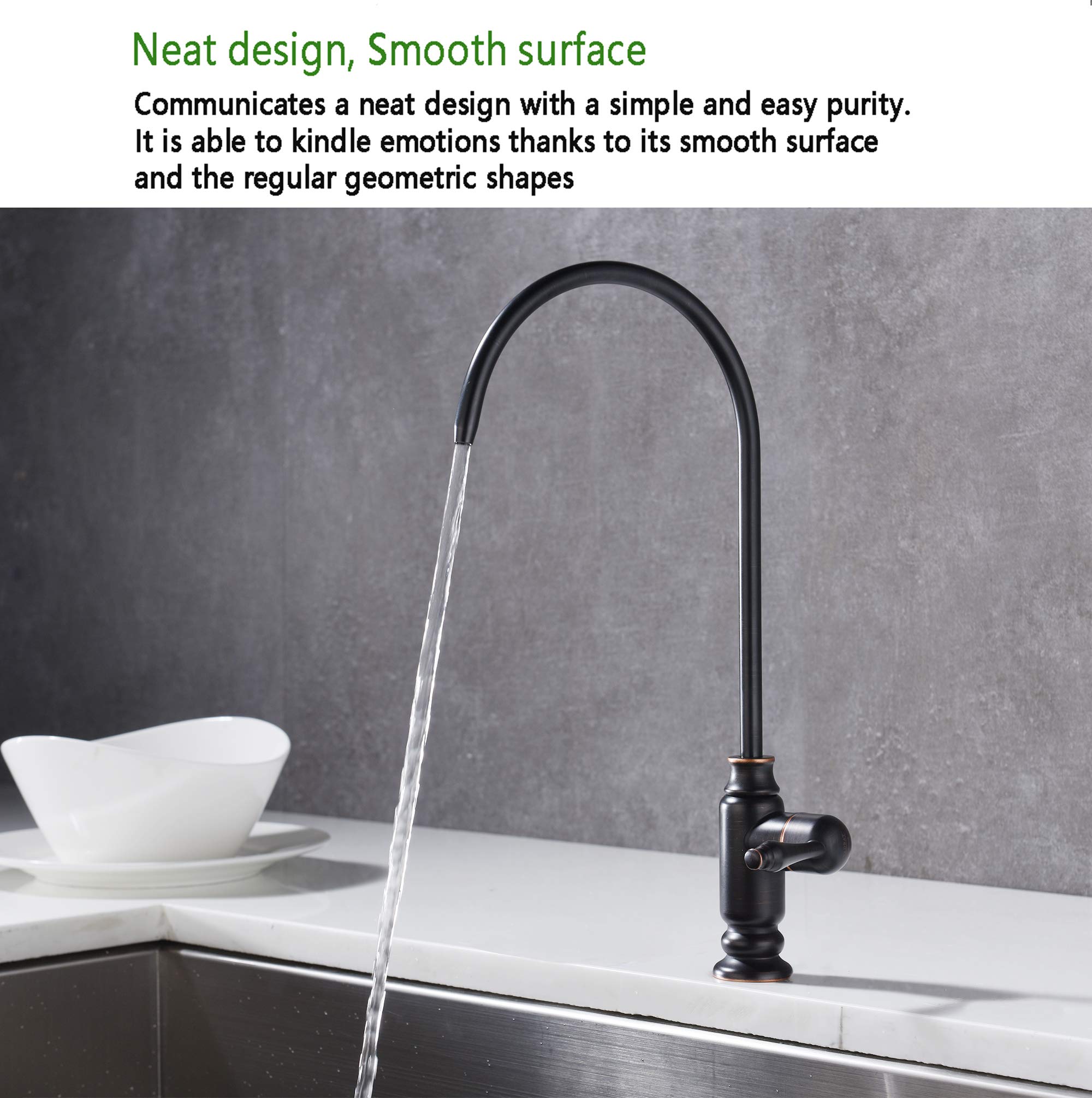 Kmeino Oil Rubbed Bronze Water Drinking Faucet, 100% Lead-, Universal Fit For Ro Systems, Low Noise, Ceramic Disk Cartridge, Sink Mount