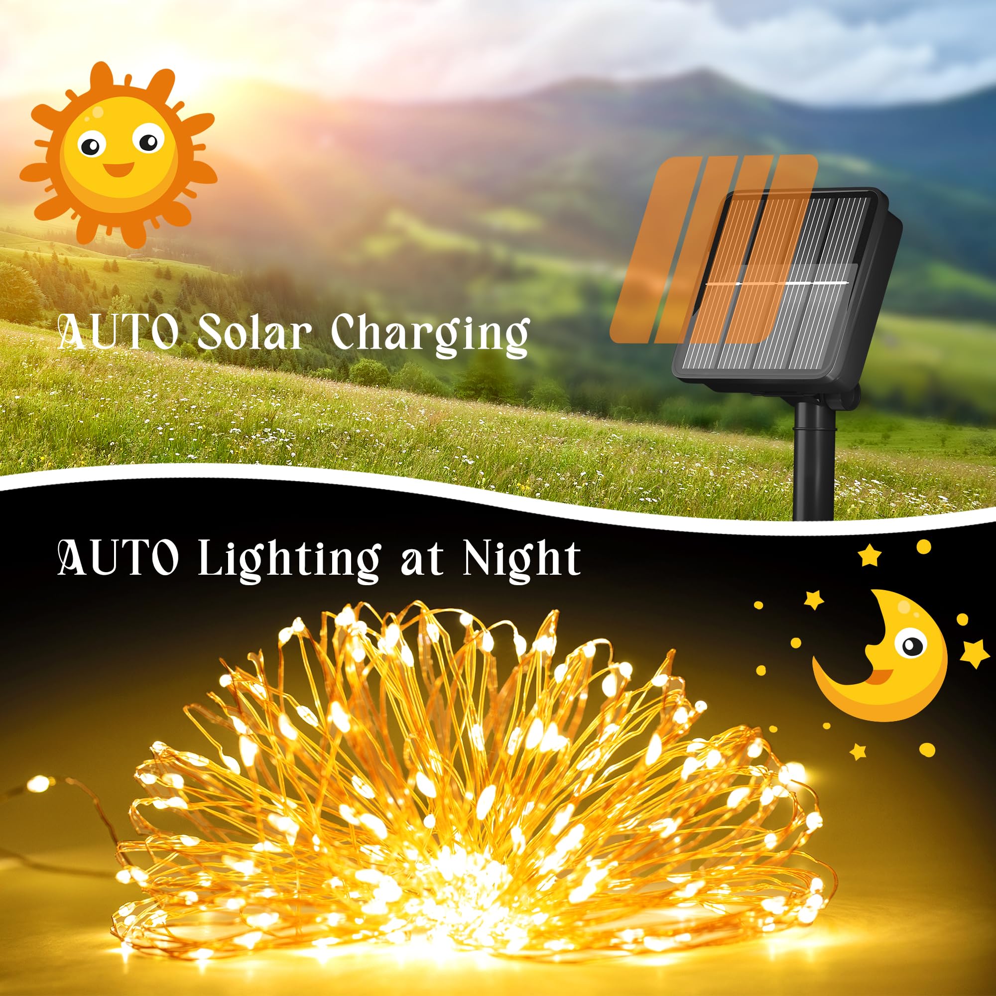 Selarlyt 200 Led 72Ft Solar String Lights For Outside, Solar Fairy Lights For Outside Waterproof With 8 Modes, Twinkle Light For Patio Tree Christmas Party Wedding Decor(Warm White)