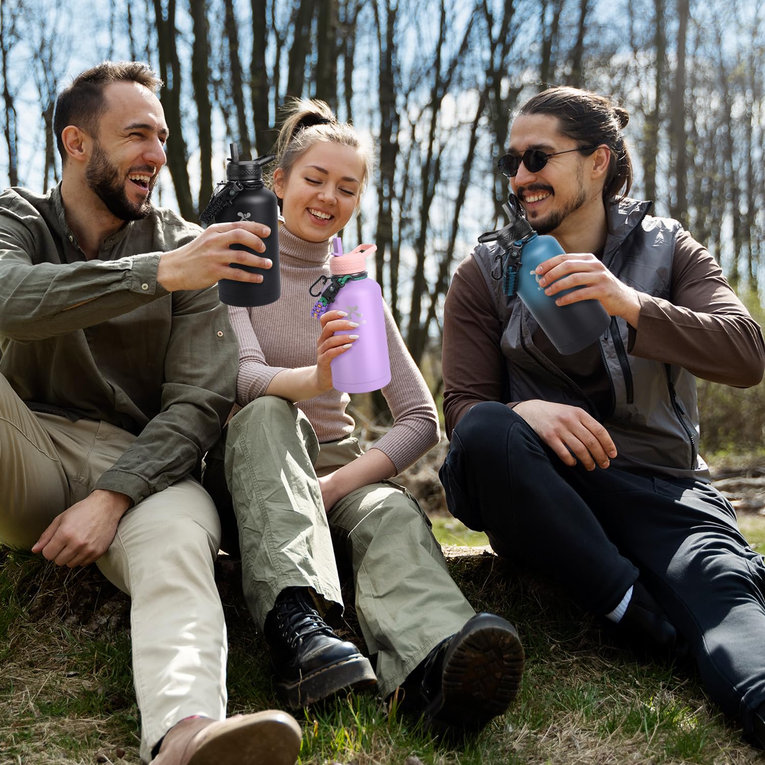 64 Oz Insulated Water Bottle With Straw, Vacuum Cold For 36 Hrs, Non-Bpa & Leak Proof, Half Gallon