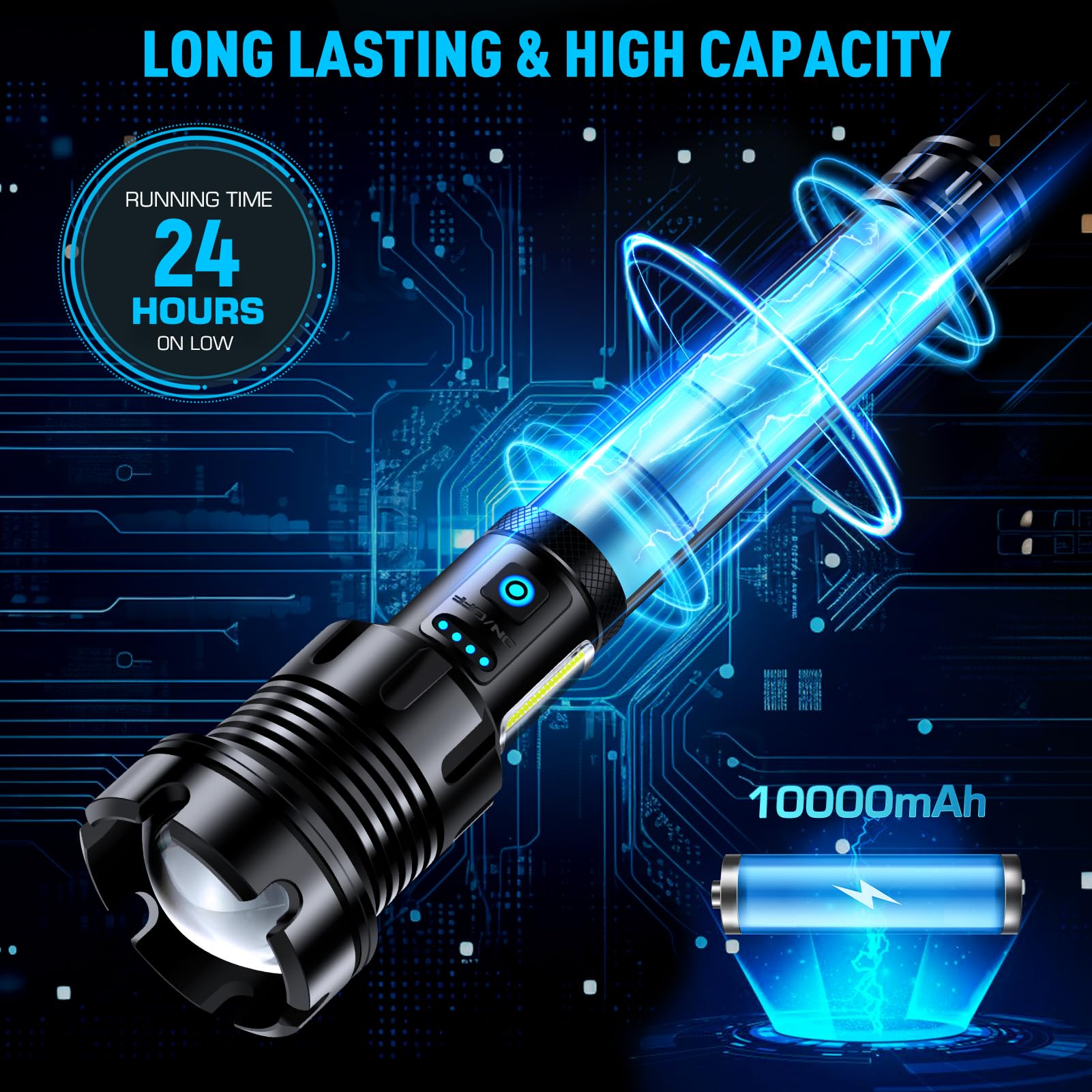 Ankra 990000 High Lumens Flashlights Rechargeable With Cob Work Light, Super Bright Led Flashlight, Waterproof & Zoomable Tactical Flashlight For Emergencies, Camping, Hiking,Outdoor,Indoor