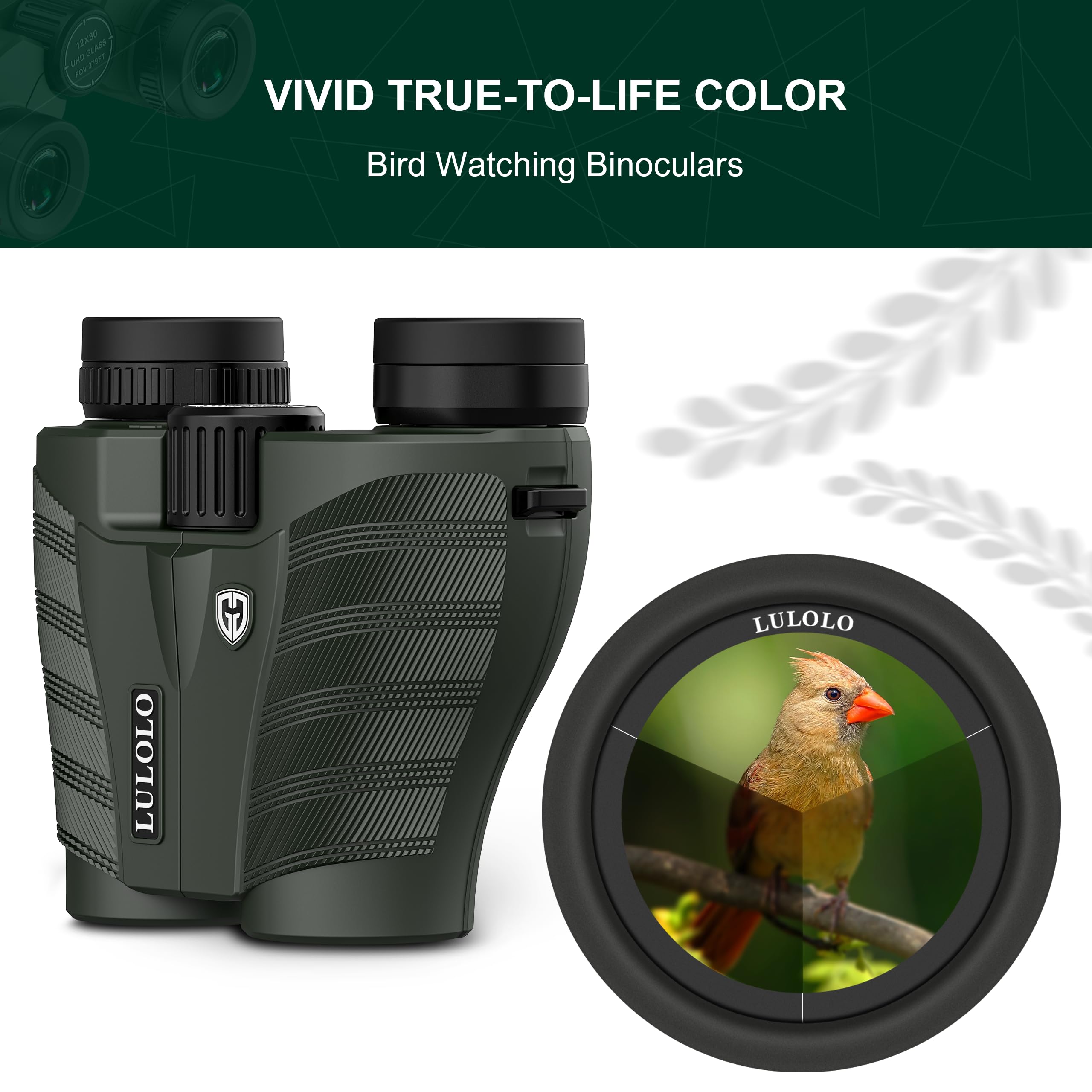 Lulolo 12X30 Compact Hd Binoculars For Adults And Kids High Powered - Large View Binoculars With Clear Low Light Vision - Super Bright Lightweight & Waterproof Binocular For Bird Watching Travel Hunting