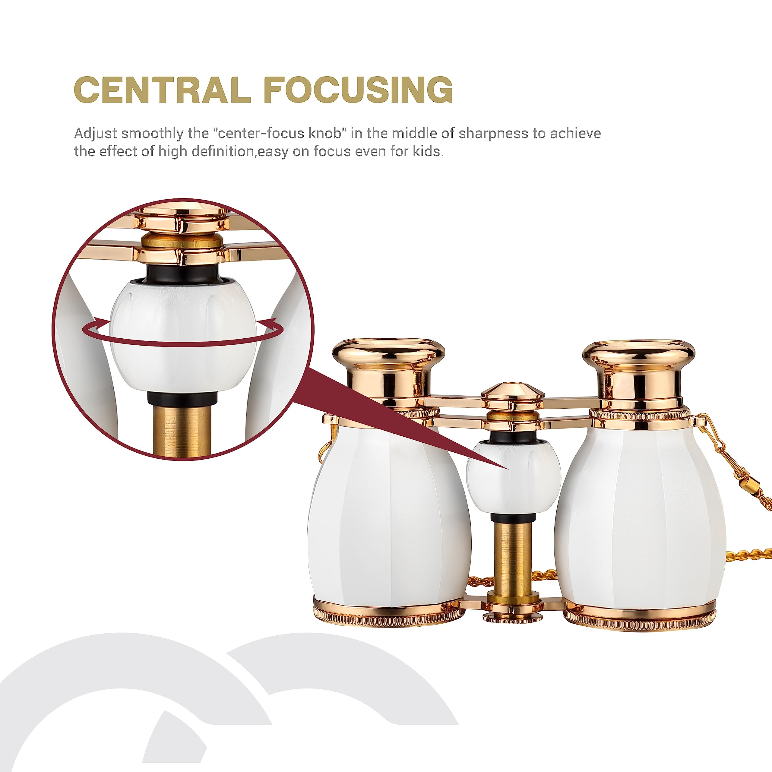 Esslnb Opera Glasses Binoculars For Women Adults 4X30Mm Theater Glasses Compact Binoculars For Theater And Concerts Antique With Case Removable Chain White