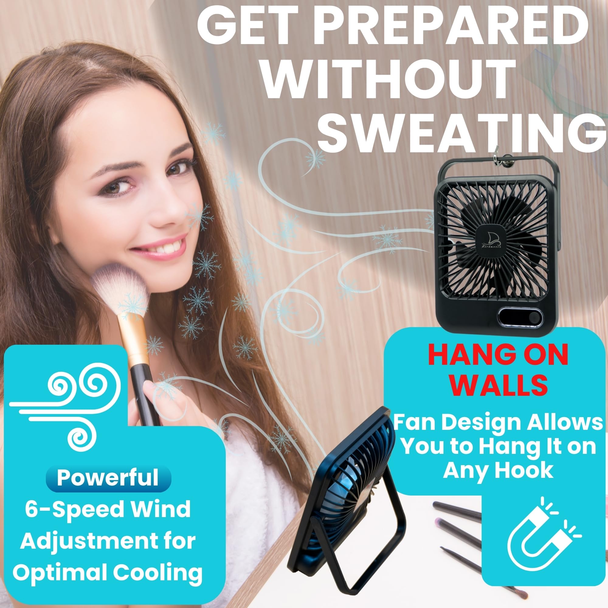 Cruise Fan Cabin Approved - Magnetic Hook Included To Hang On Walls - Portable Usb Rechargeable