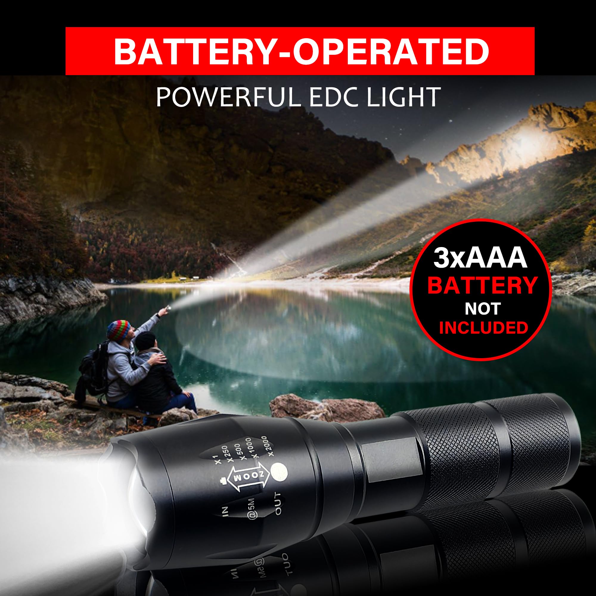 Gaigaimall Military Grade Tactical Led Flashlight High Lumen Single Mode Portable Zoomable Torch For Camping Hunting Emergency