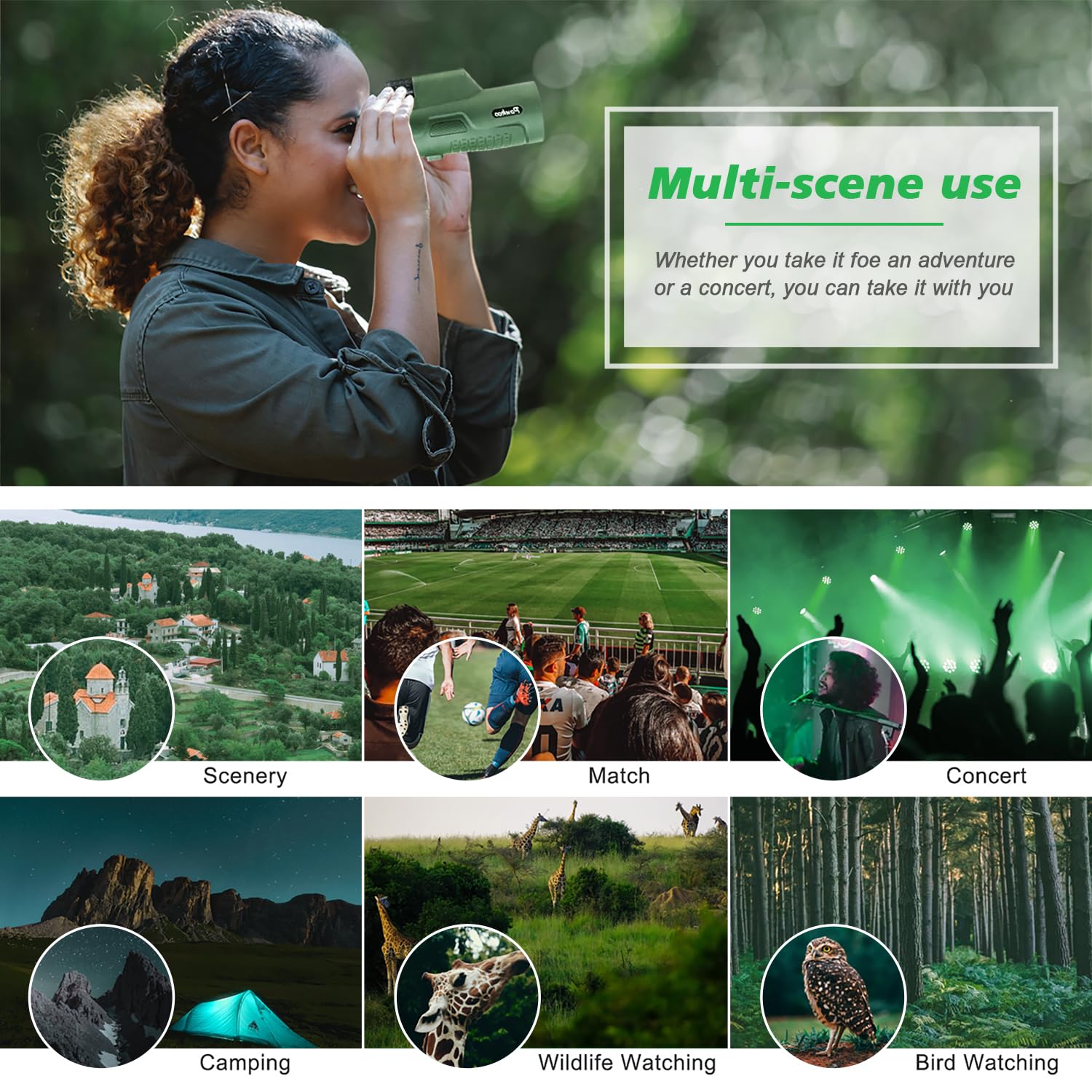 Pankoo 12X50 High Magnification Monocular For Adults - With Smartphone Adapter, Tripod & Hand Strap - Bak4 Prism & Fmc Lens - Suited For Birding, Sports, Hiking & Travel
