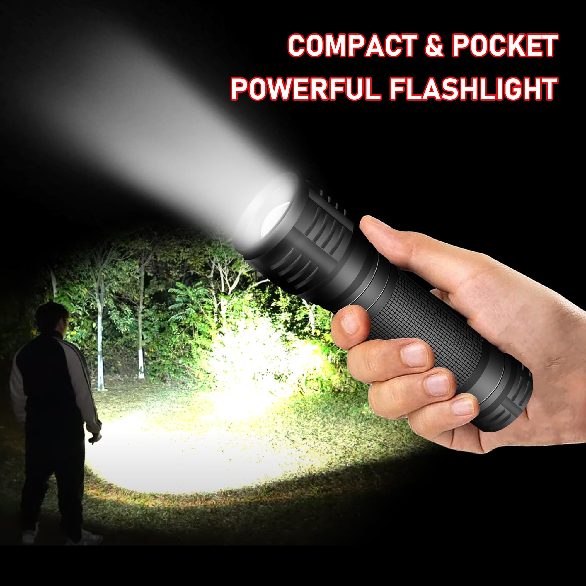 Denarp Led Flashlights - Mini Camping Flashlights With 3000 Lumens,3 Modes, Zoomable,4 Pack