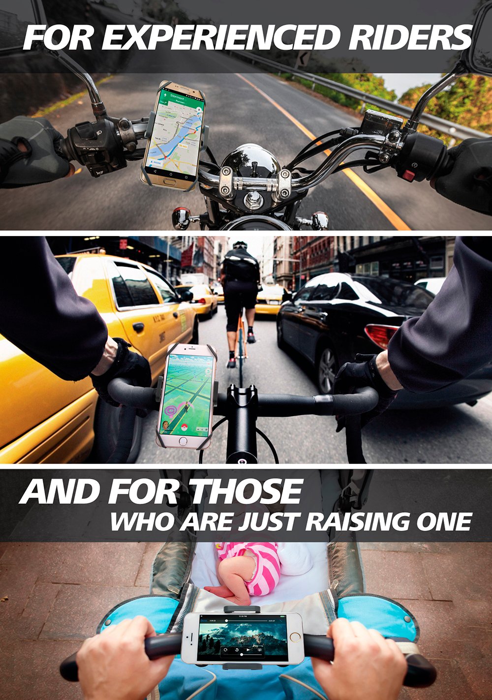 Caw.Car Accessories Bike & Motorcycle Phone Mount - For Iphone 14 (13, Xr, Se, Max/Plus), Galaxy S22 Or Any Cell Phone - Universal Atv, Mountain & Road Bicycle Handlebar Holder. +100 To Safeness & Comfort