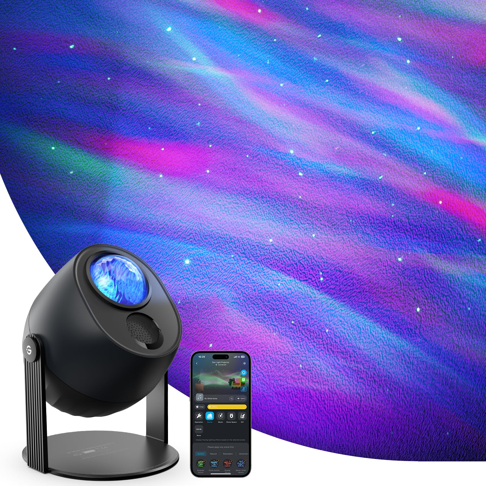 Govee Star Light Projector With 3 Aurora Flowing Effects, Star Projector Works With Matter, Alexa And Google Assistant, 16 Million Colors, 52 Scene Modes, Night Light Projector, Without Plug