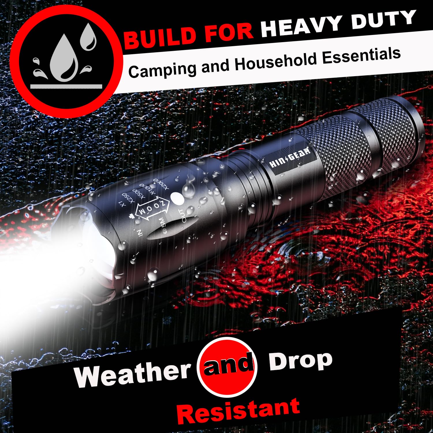 Hinsgear 1 Mode Flashlights 4 Pack, Super Bright Zoomable Led Utility Flashlight High Lumens, Water Resistant Portable Pocket Flash Light For Emergency, Camping, Home, And  - Sl2000