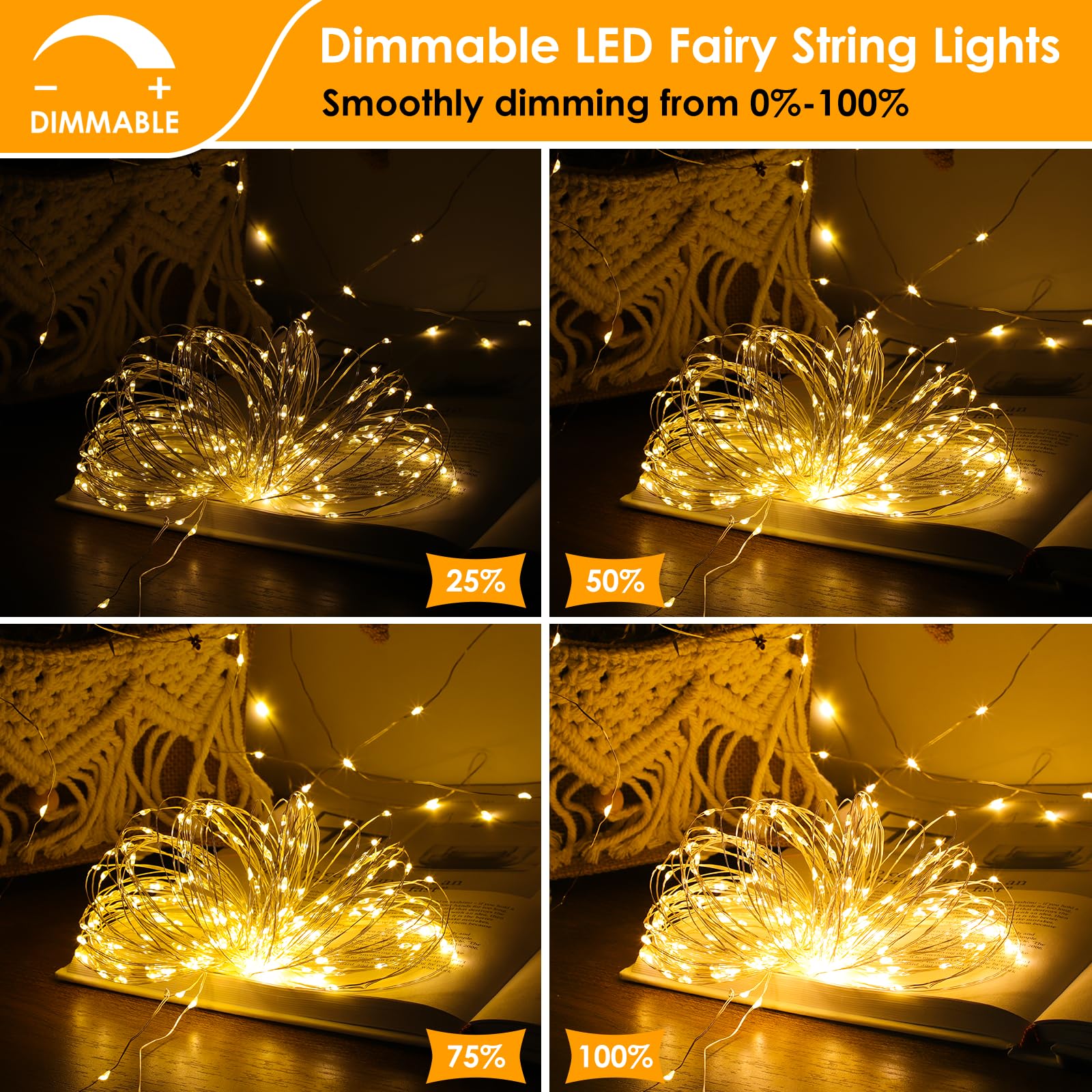 Mlambert 4 Pack Solar Hanging Mason Jar Lights With Stakes Bundle With 3 Pack 33Ft Fairy String Lights Battery Operated With Remote And Timer