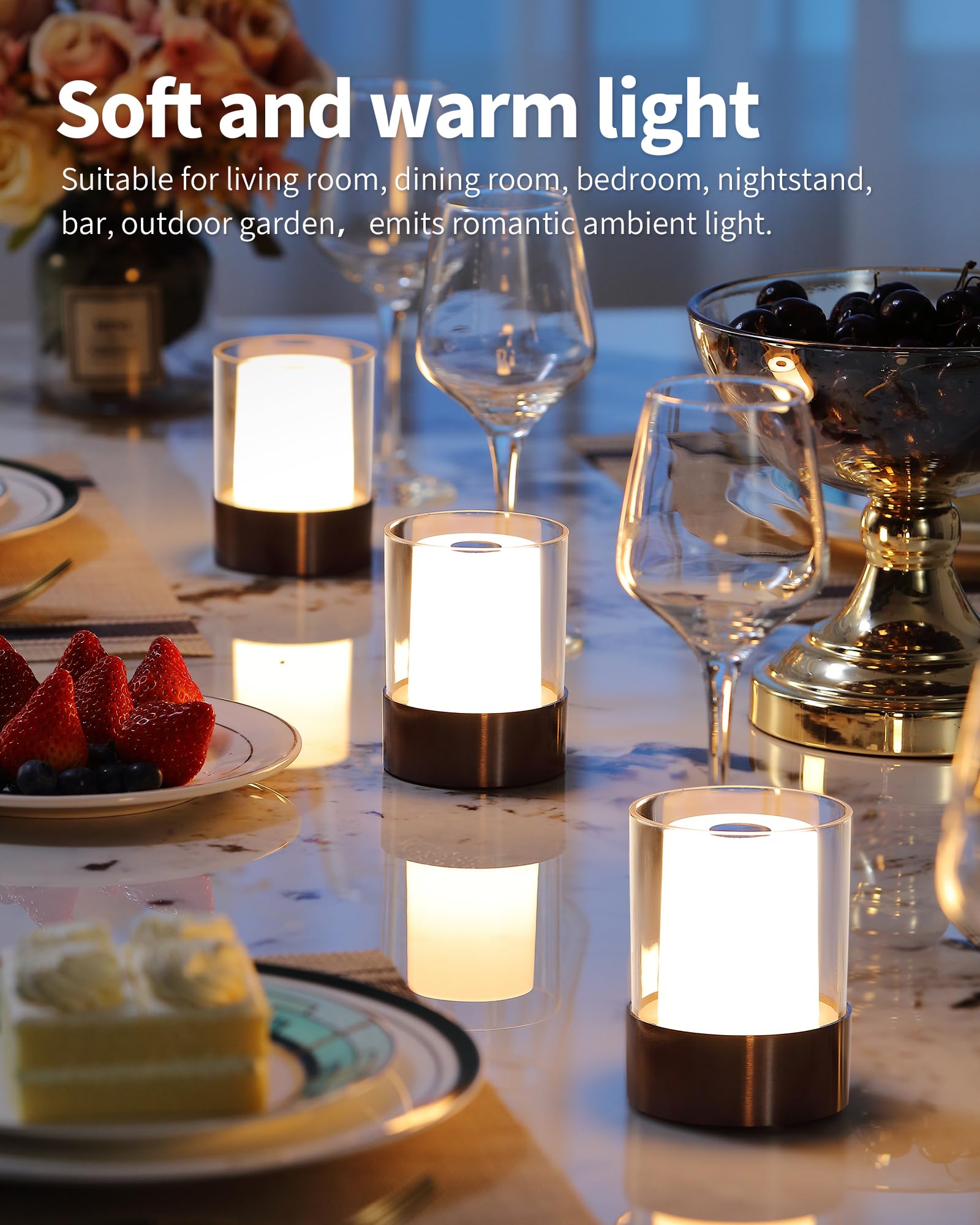 Newsee Led 4" Mini Cordless Table Lamp 2 Pack, Outdoor Waterproof Lamp, Rechargeable Battery Operated Lamp, Portable Touch Night Light For Dining Room, Camping, Nursery, Baby, Bar, Party (Black)