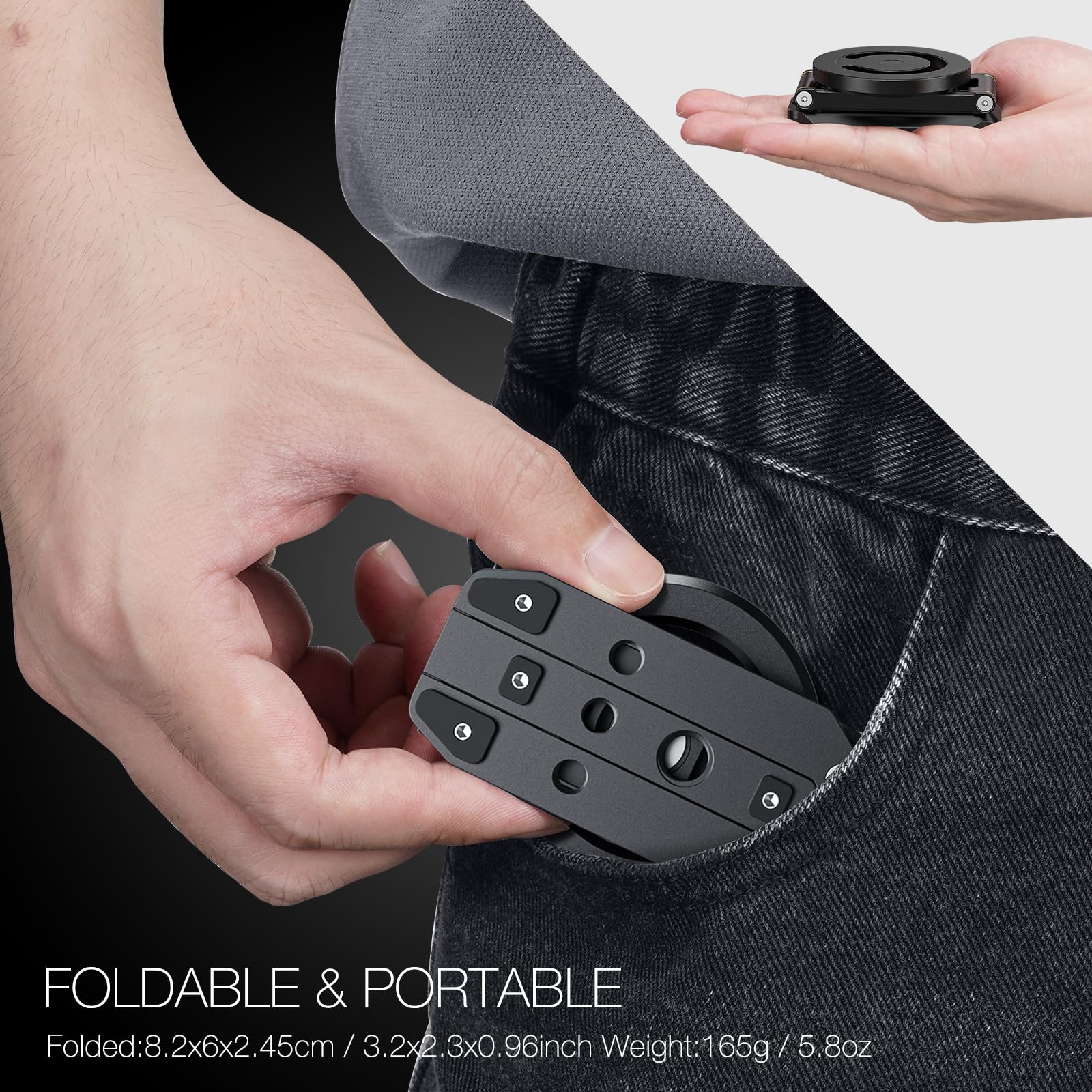 Camolo Geek Magnetic Pocket Phone Tripod Foldable Compatible With Magsafe For Iphone 15/14/13/12 Plus Pro Max Series, Mini Cell Phone Tripod Mount Handle Smartphone Desk Stand Travel All In One