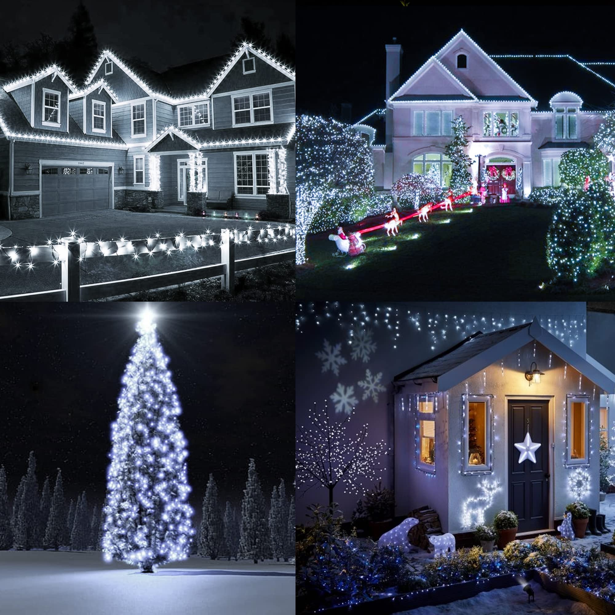 Tw Shine 2 Pack Solar String Lights Outdoor, Total 80 Ft 240 Led Solar Powered Waterproof White Fairy Lights 8 Modes For Outside Christmas Party Tree Wedding Yard Decorations