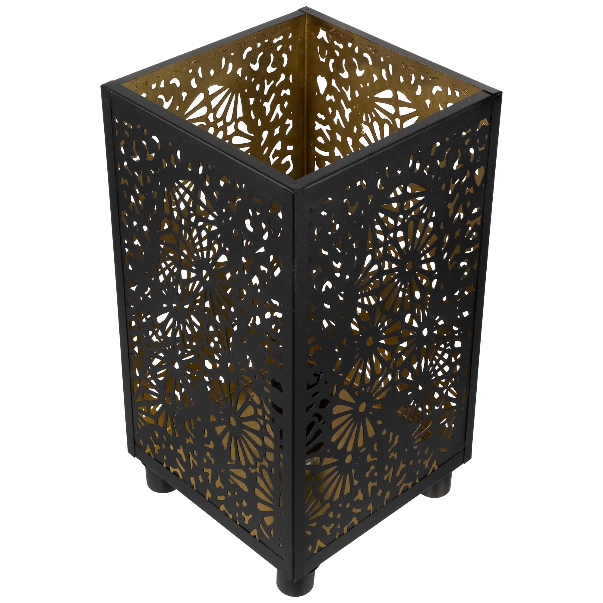 Northlight Floral Laser-Cut Iron Table Lamp - 11" - Black And Gold
