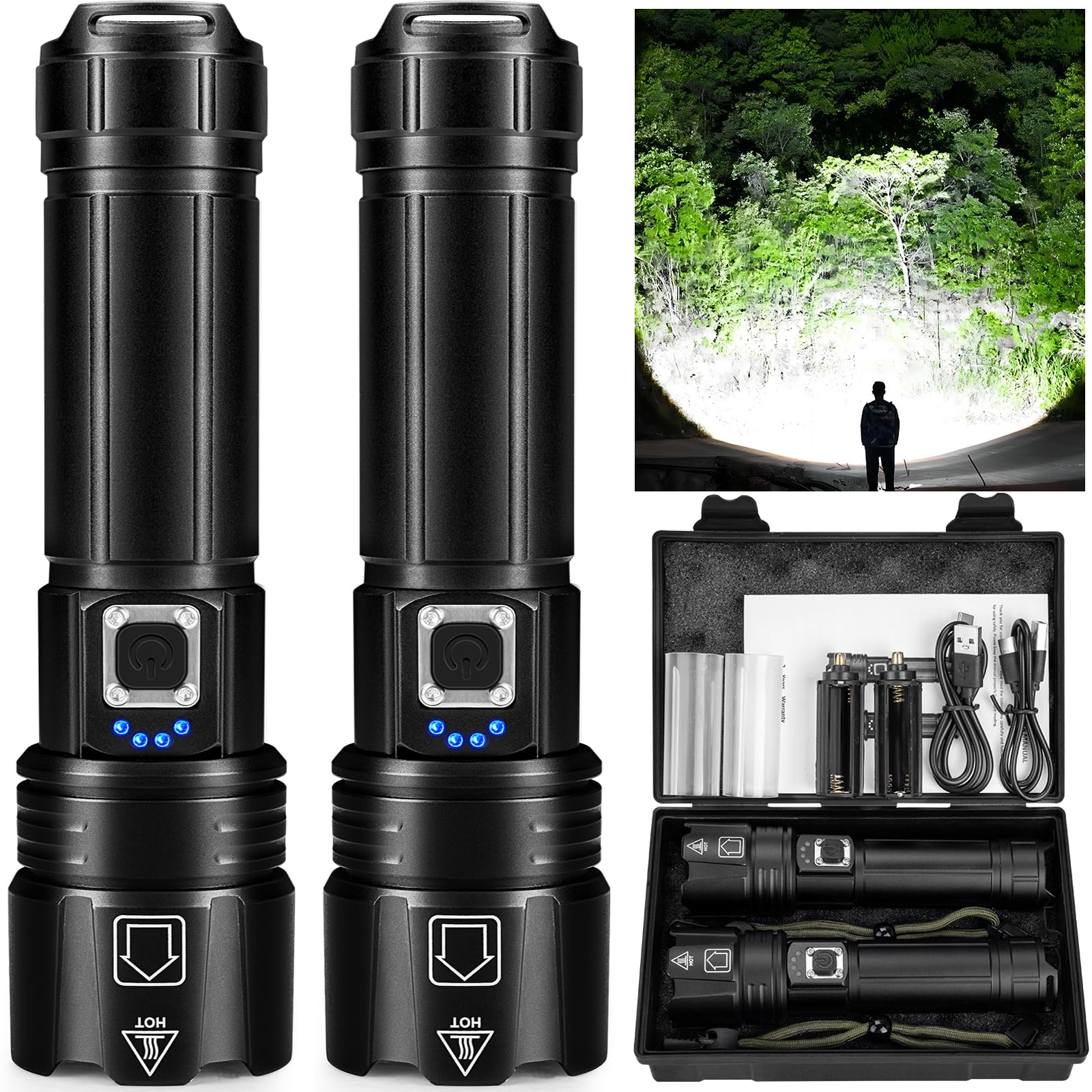 Aosbet Lemihui Rechargeable Led Flashlight High Lumens, 990,000 Lumens Bright Powerful Flashlight, 5 Modes, Ipx6 Waterproof Handheld Flash Light For Camping Hiking
