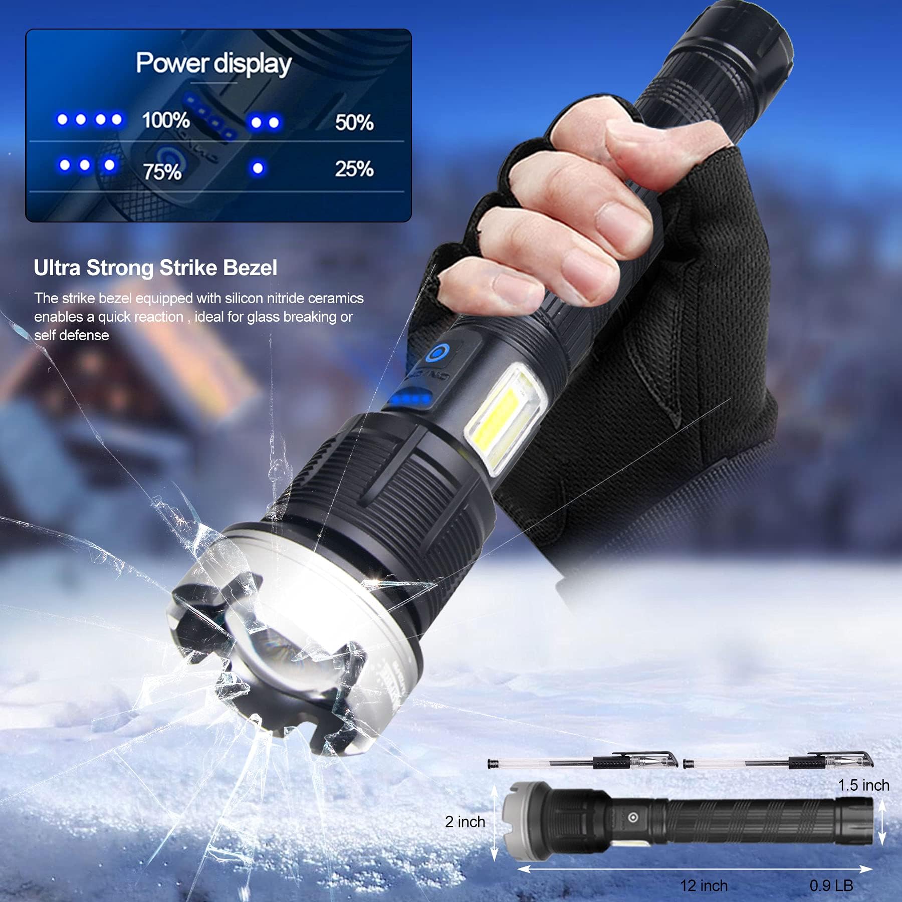 Vastfire Rechargeable Flashlights High Lumens Zoomable  Best Floodlight Spotlight Strobe Light Lanterns Brightest Flashlight For Home Camping Power Outage Cars