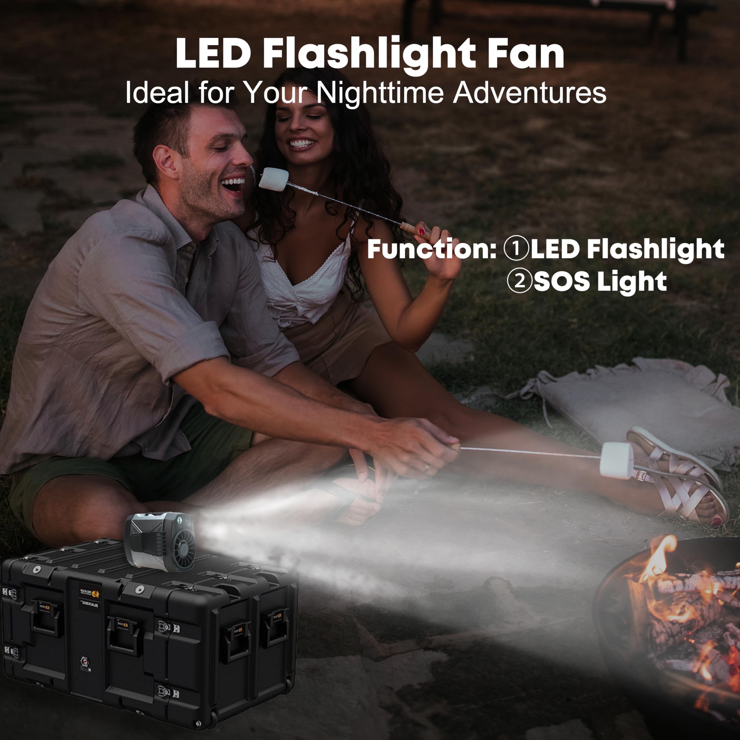 Portable Fan Rechargeable,4 Speeds Strong Airflow Small Fan Waist,Battery Powered,For Travel Camping