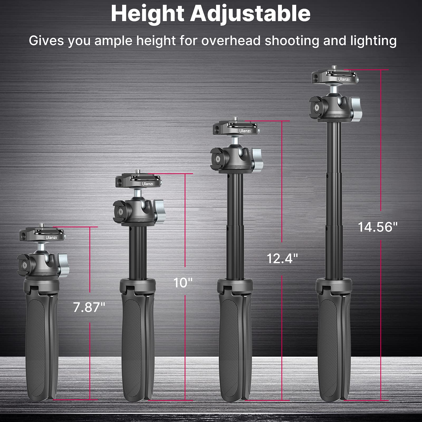 Ulanzi Camera Tripod, Mt-46 Aluminum Alloy Phone Tripod For Camera With F38 Quick Release Plate, 4 Levels Adjustment 360 Ball Head With Cold Shoe Lightweight Portable Vlog Travel Selfie Stick For Dslr
