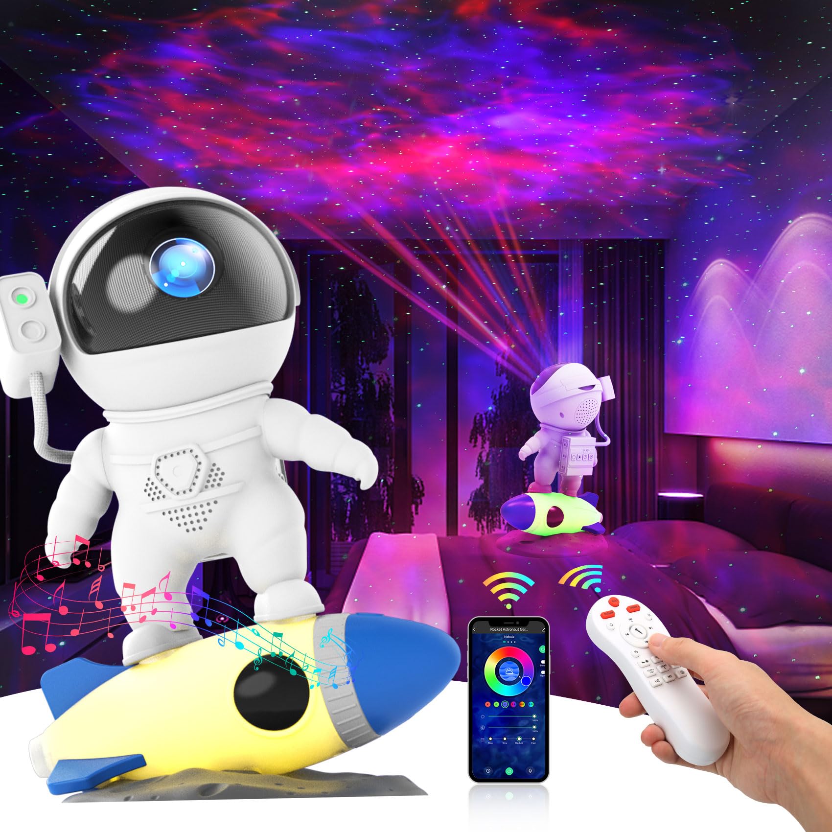Argigu Star Projector Galaxy Projector Night Light,Astronaut Space Projector,Starry Nebula Ceiling Led Lamp With Timer And Remote,White Noise,Kids Room Decor Aesthetic For Christmas,Birthdays,Valentine'S Day