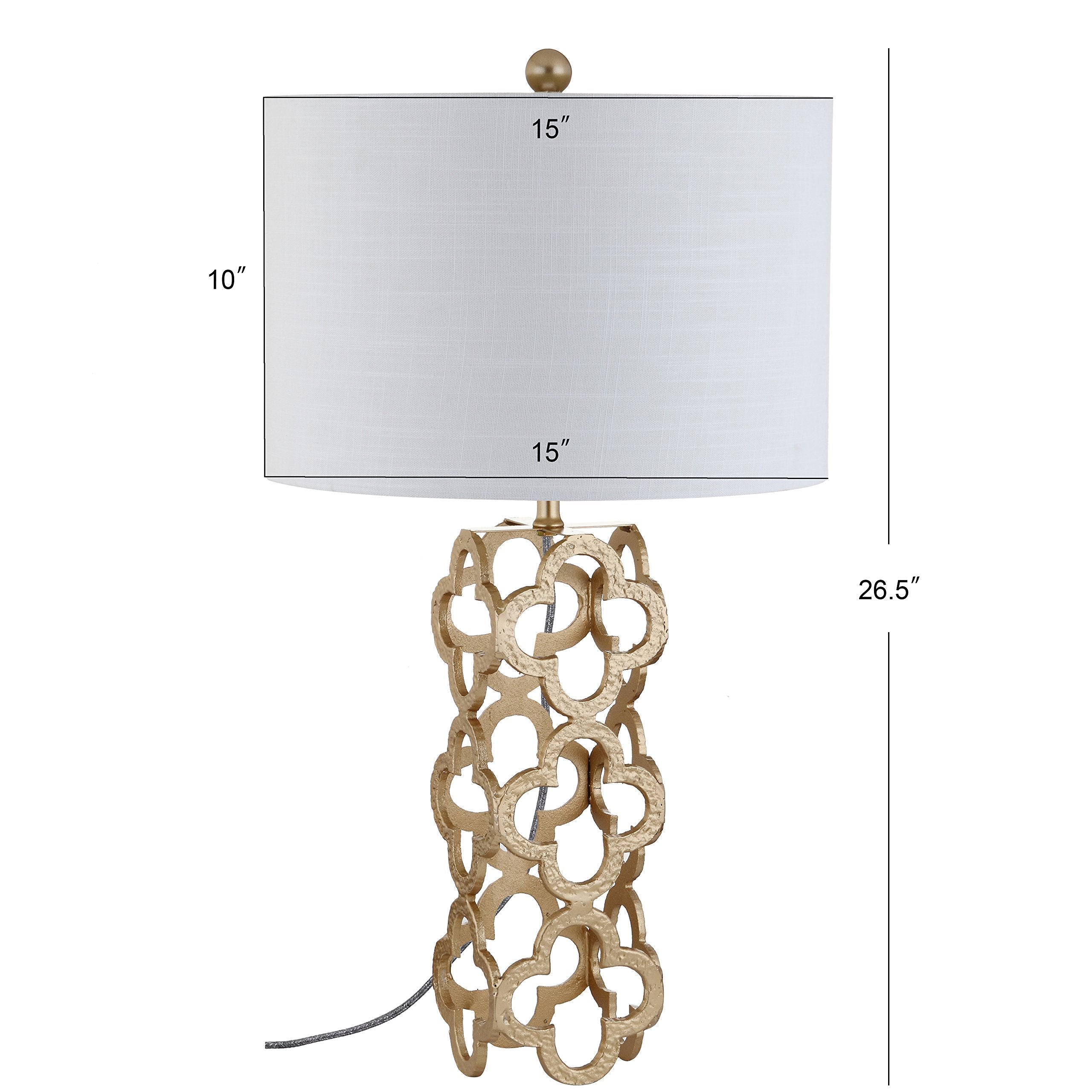 Jonathan Y Jyl1090A Oliver 26.5" Metal Quatrefoil Led Table Lamp Contemporary Glam Bedside Desk Nightstand Lamp For Bedroom Living Room Office College Bookcase Led Bulb Included, Gold
