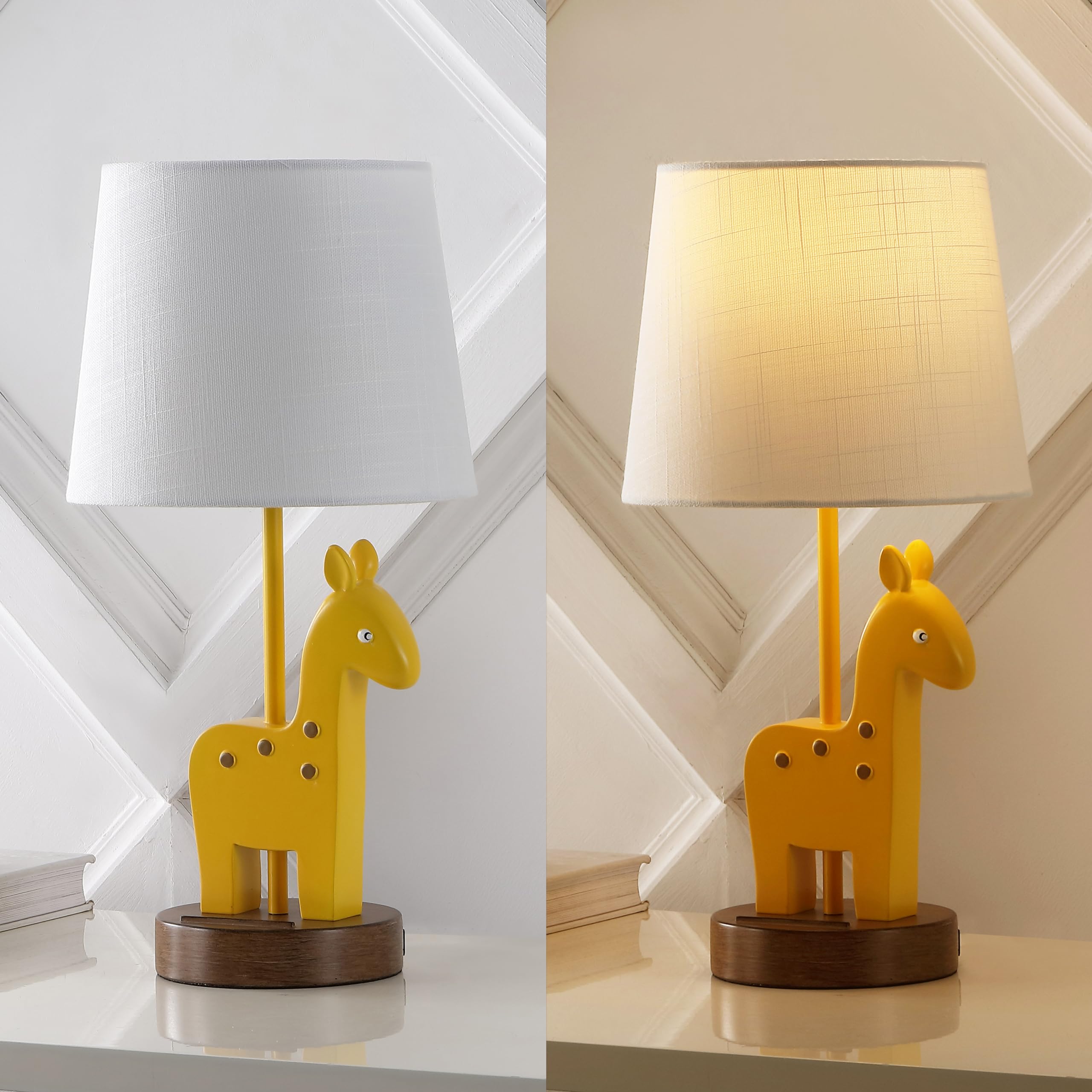 Jonathan Y Jyl6311A Sahara 17.5" Mid-Century Vintage Iron/Resin Giraffe Led Kids' Table Lamp With Phone Stand And Usb Charging Port Eclectic, Vintage, Coastal, Classic, Living Room, Bedroom, Yellow
